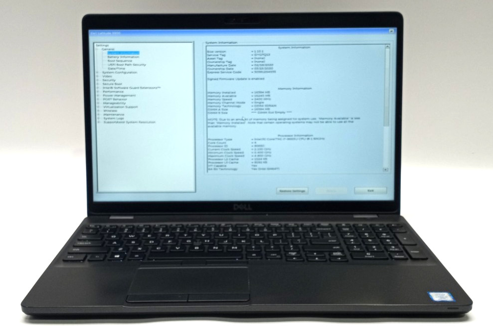 Dell Latitude 5500 i7-8665U VPRO@1.90GHz 16GB RAM 256GB NVMe WIN 11 WH750!