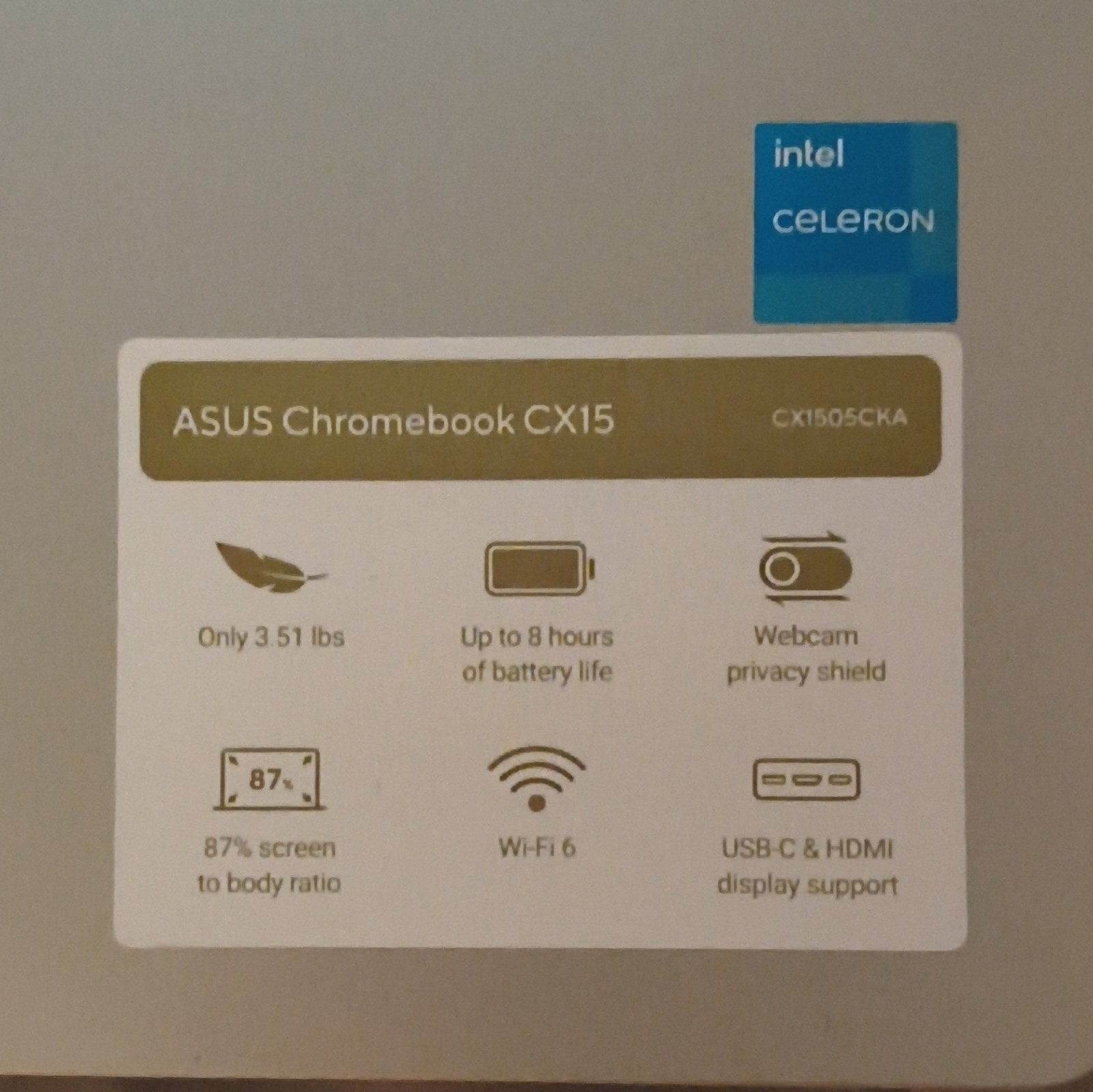 ASUS Chromebook CX15 15.6″ Intel Celeron 4GB 64GB eMMC Chrome OS Wi-Fi 6