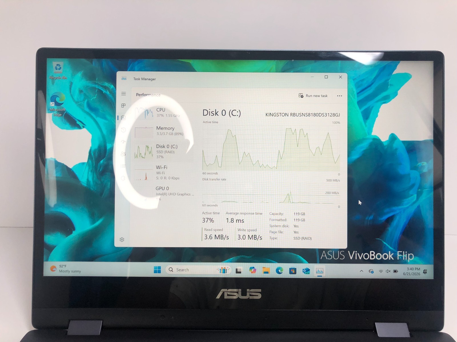 ASUS VivoBook Flip TP412F 14″ i3-8145U 4GB RAM 128GB SSD (Used)