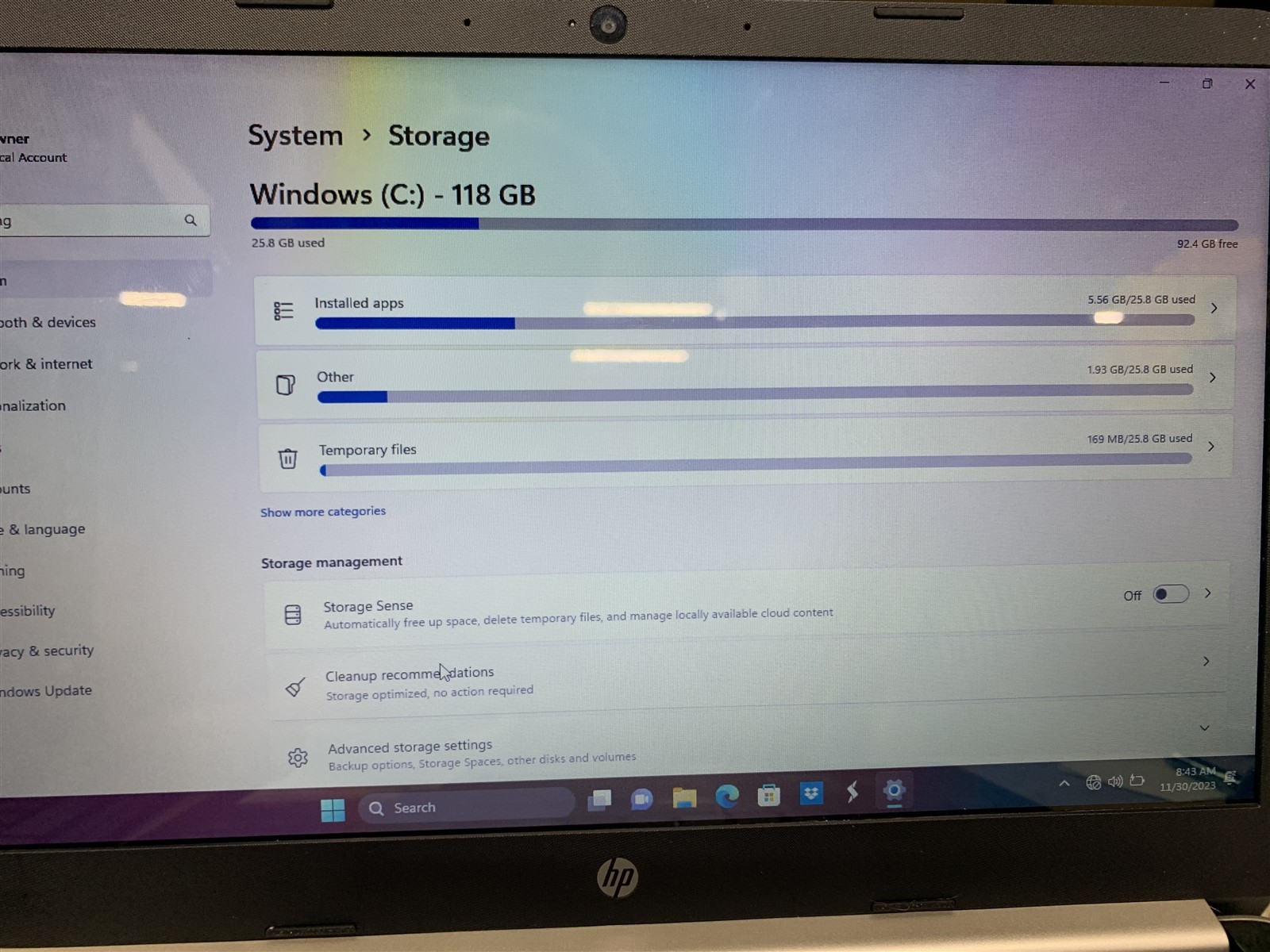 HP Laptop 14-dq1 Intel i3-1005G1 1.20GHz 4GB RAM 128GB NVMe SSD Win11 Bad Battry