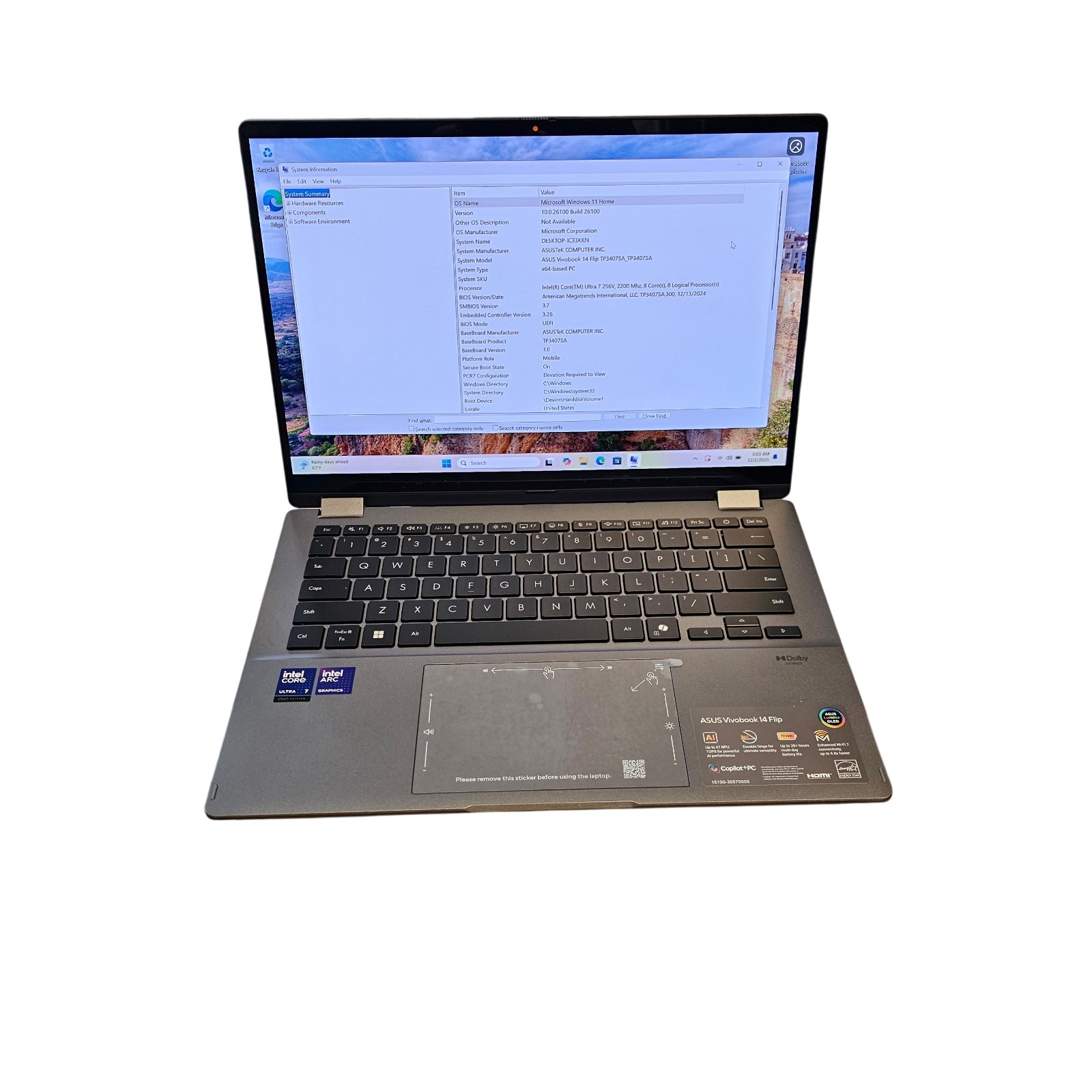 ASUS VivoBook Flip: 14″ OLED Touchscreen, Core Ultra 7 256V, 16GB DDR5, 1TB SSD