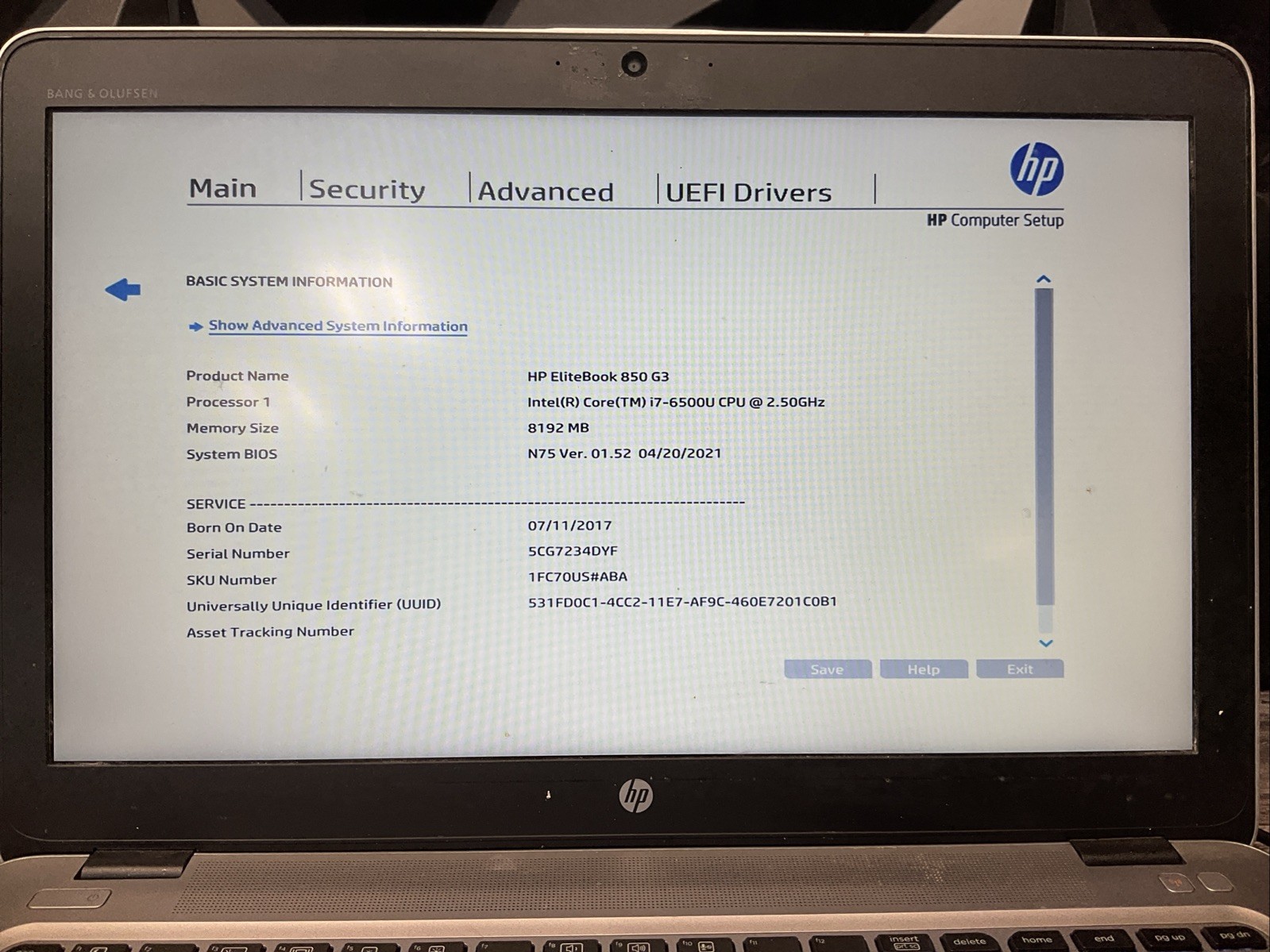 HP EliteBook 850 G3 / Intel Core i7 6th Gen / BIOS Unlocked / Parts Repair / T15
