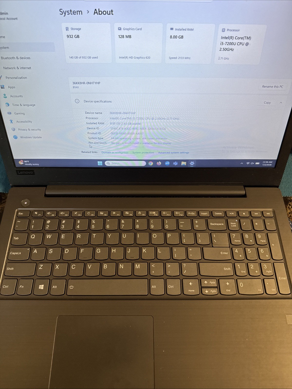 Lenovo V330 i5 /2.5 GHz 8GB RAM 1TB 15.6″