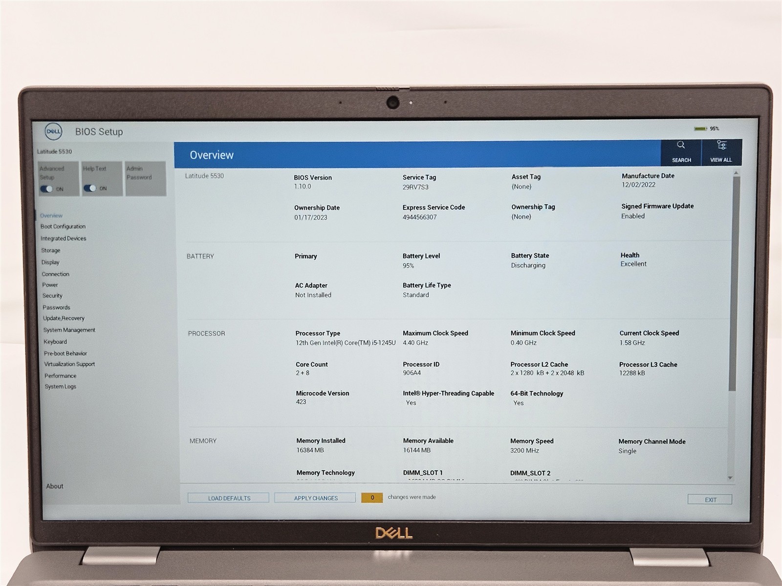 Dell Latitude 5530 15.6″ Core i5-1245U 16GB 256GB SSD Intel UHD Business Laptop