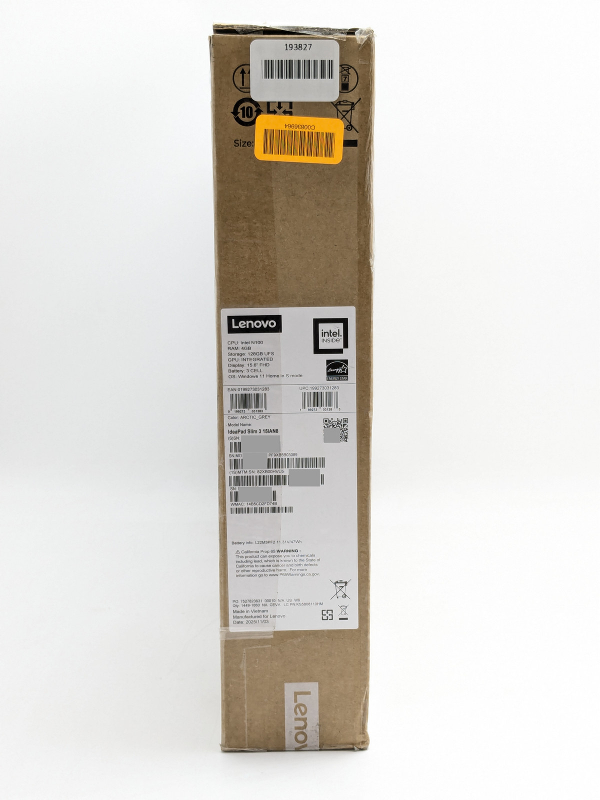 Lenovo IdeaPad Slim 3 15IAN8 15.6″ Intel N100 4GB DDR5 128GB UFS Windows 11 Home