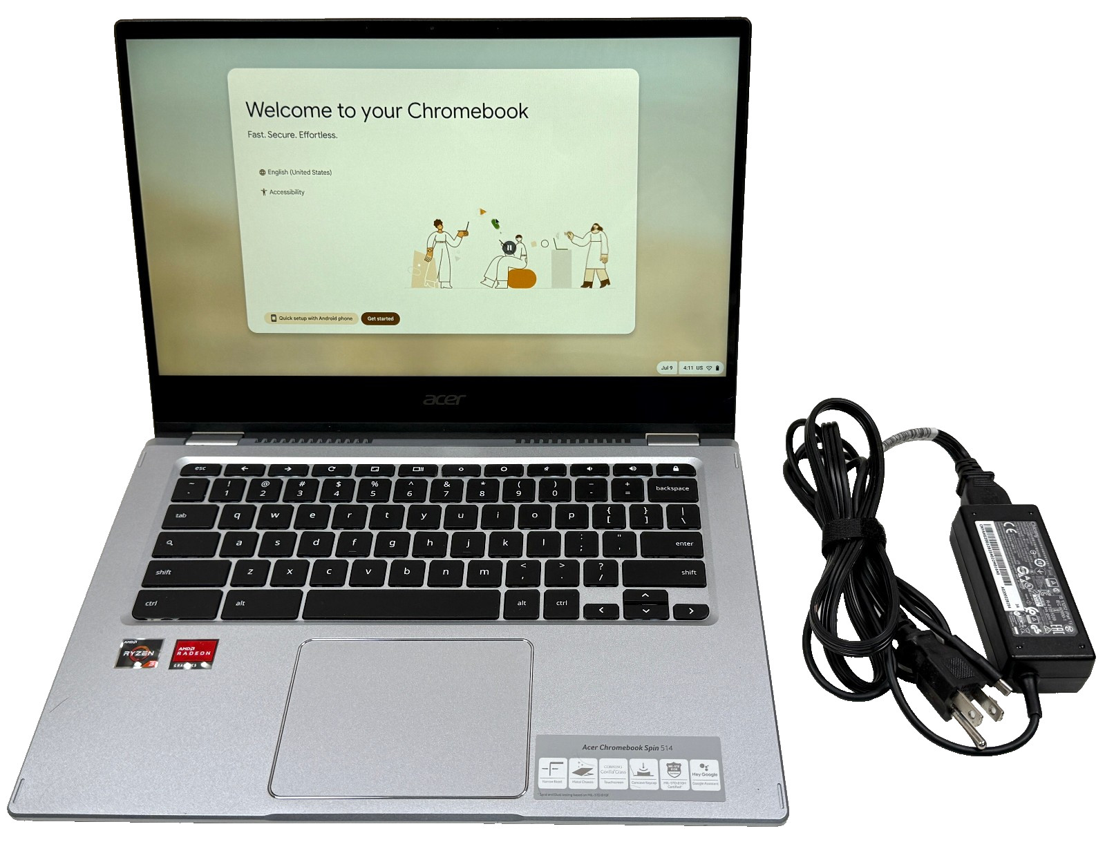 Acer Chromebook Spin 514 CP514-1H-R4HQ 14″ 2.6GHz Ryzen 3 4GB RAM 64GB eMMC