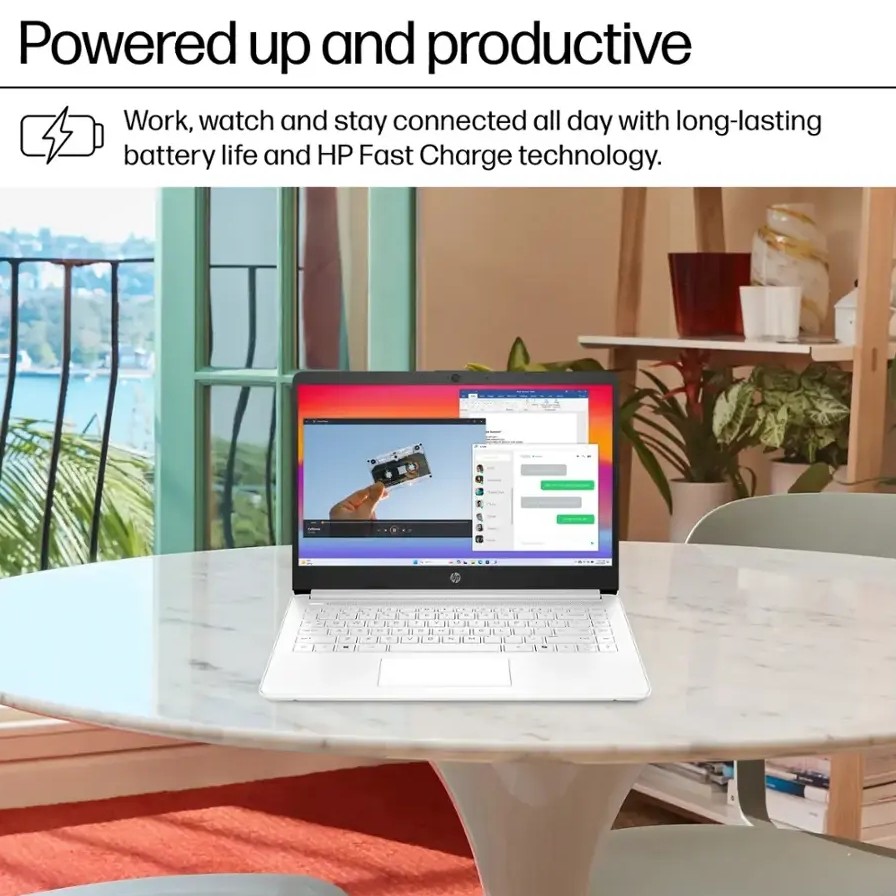 HP 14″ Laptop Intel Celeron N4500 2.8GHz 4GB RAM 64GB Storage Win 11 Home White
