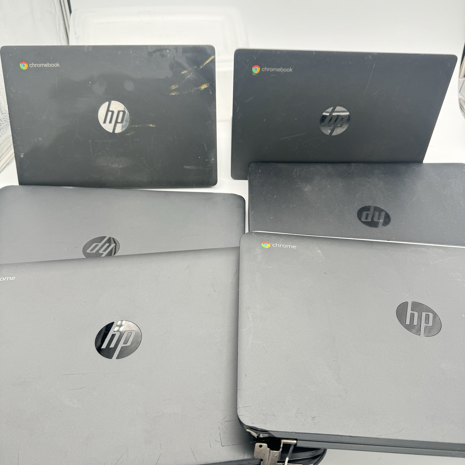 HP Chromebook Lot Of 6 Mixed For Parts Only Broken Hinges Untested Screens Good