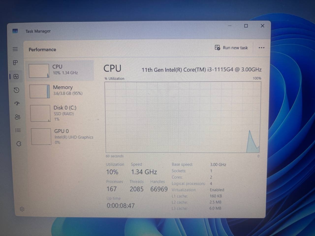 Acer A315-58-34DA Aspire 15.6″ FHD i3-1115G4 3GHz 128GB SSD 4GB RAM PH9
