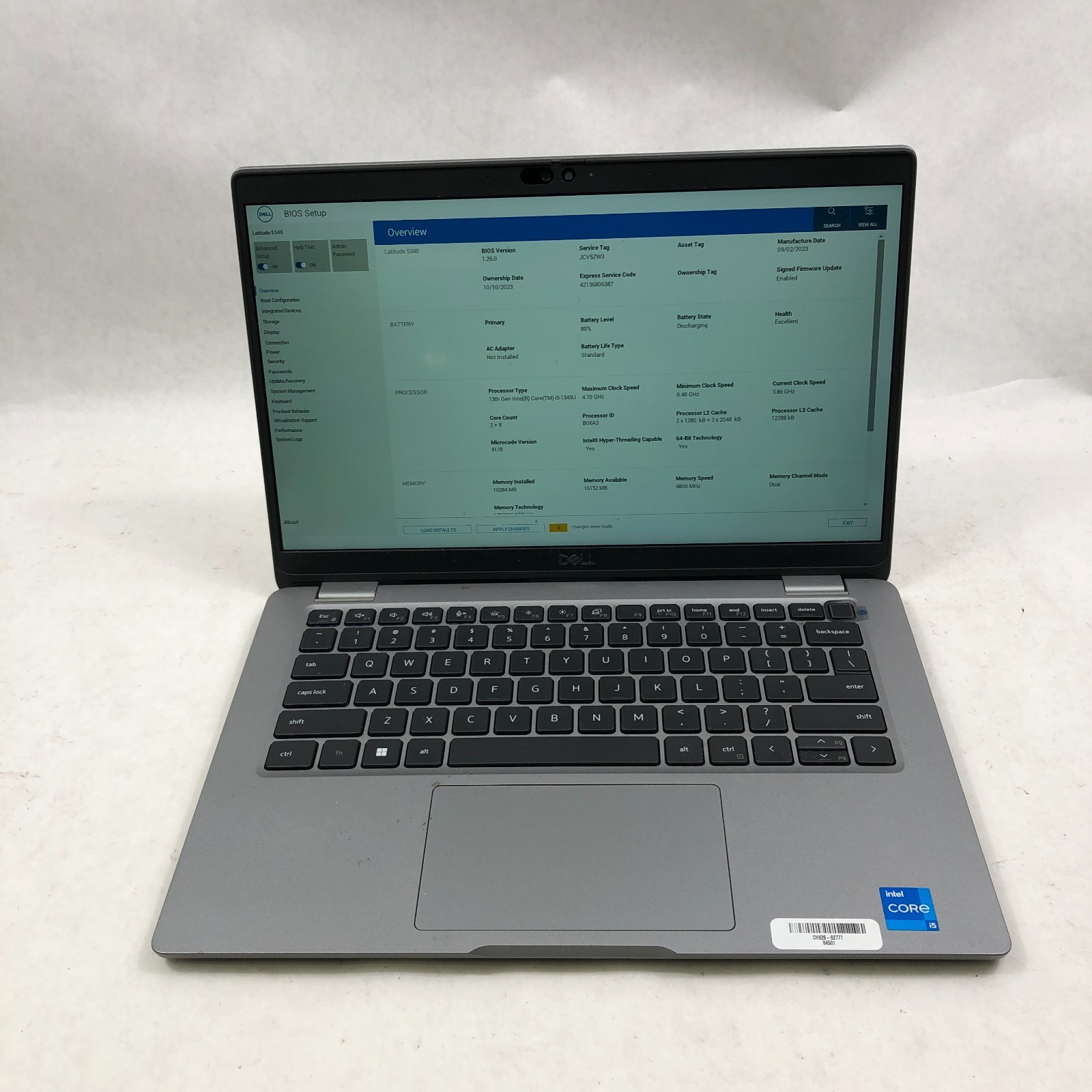 Dell Latitude 5340 13″ Laptop Intel Core i5-1345U 2.57GHz 16GB RAM NO SSD