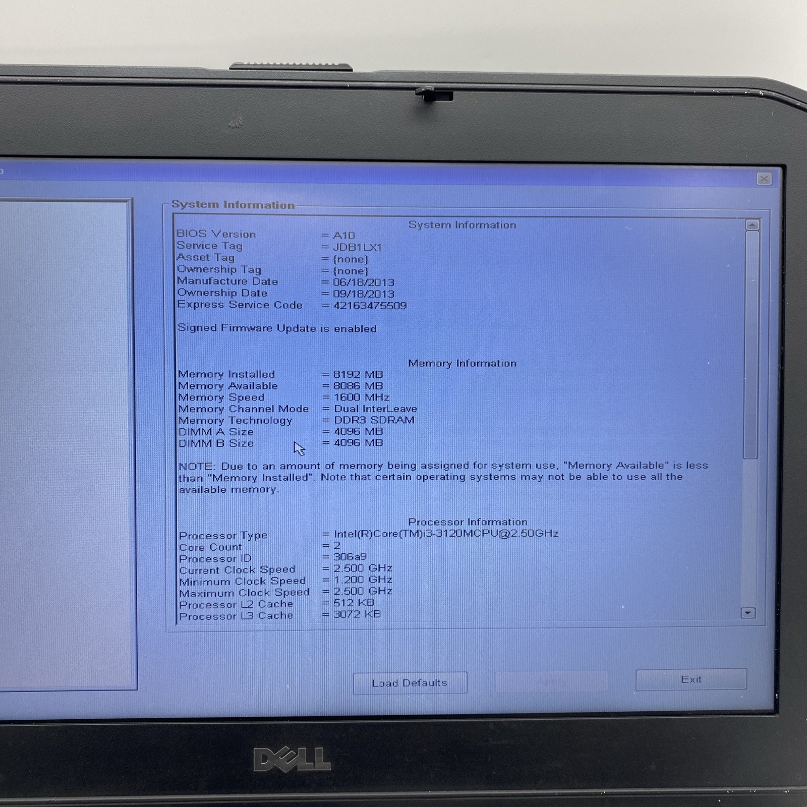 Dell Latitude E5430 Core i3-3120M 2.50GHz 8GB RAM 14.0″ No Battery (Q3)