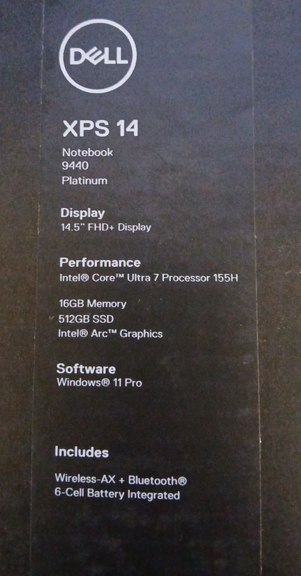 Dell XPS 14 9440 14.5″ FHD+ Intel Ultra 7 155H, 16GB RAM, 512GB SSD