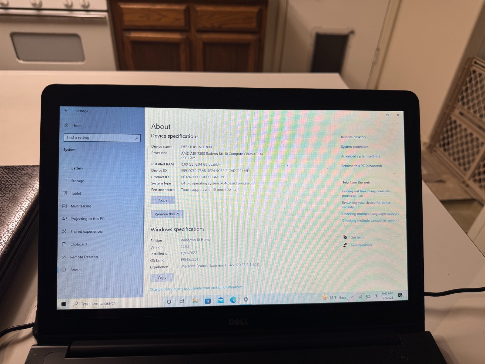 Dell Inspiron 15‑5545 15.6″ Laptop AMD A10‑7300 8GB RAM 1TB HDD – For Parts