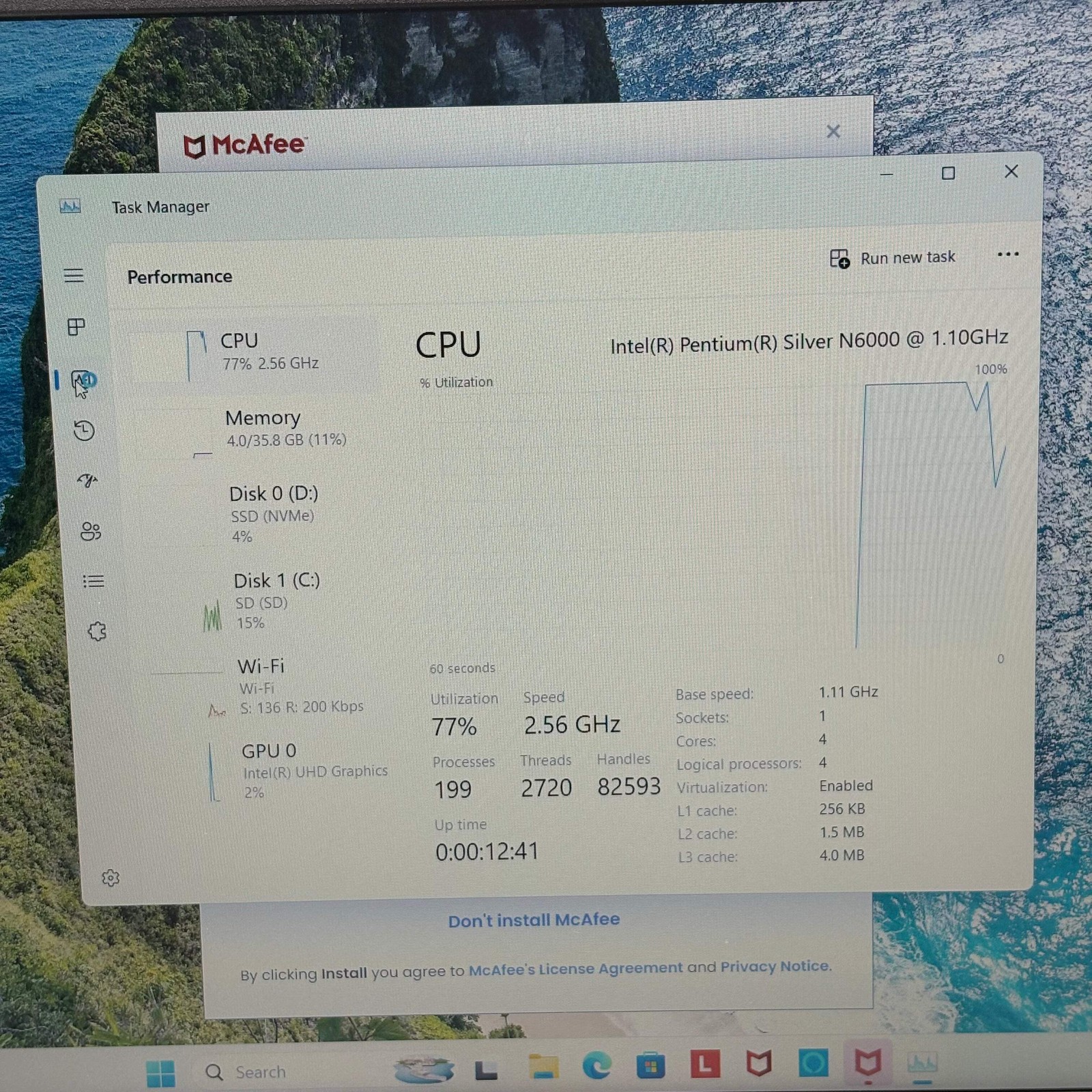 Lenovo IdeaPad 1 15IJL7 Intel Pentium Silver N6000 512GB 36GB Blue