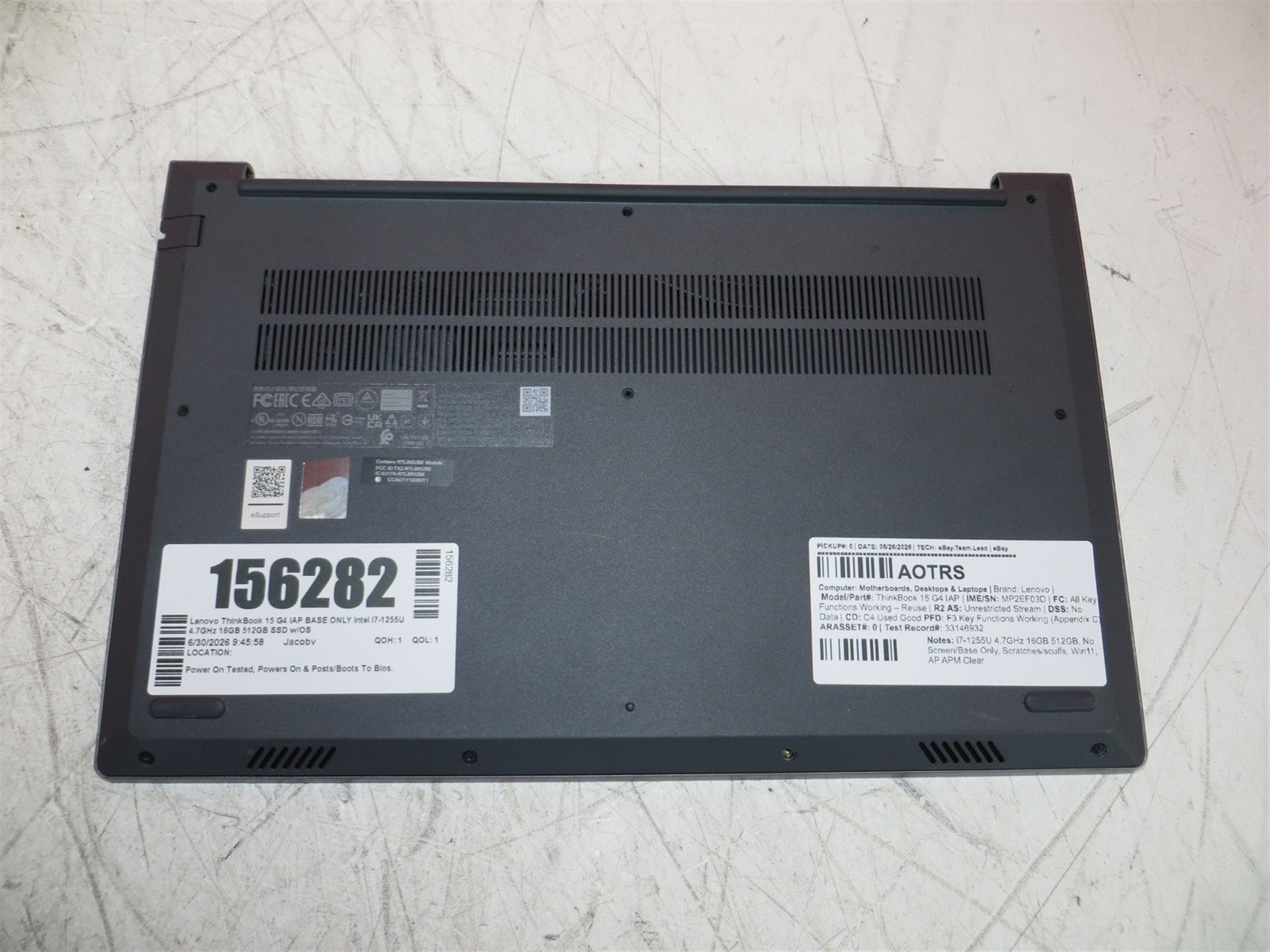 Lenovo ThinkBook 15 G4 IAP BASE ONLY Intel i7-1255U 4.7GHz 16GB 512GB SSD w/OS