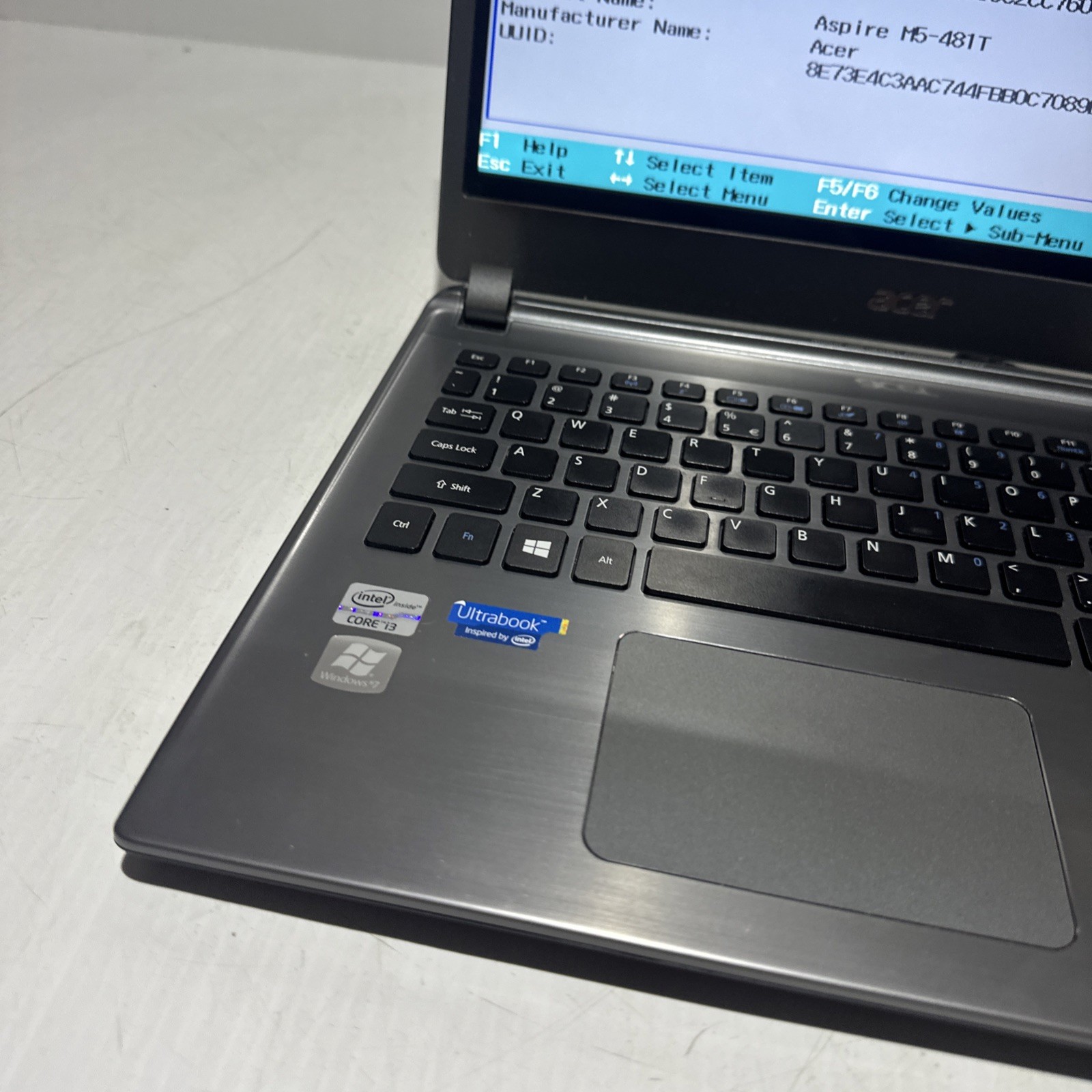 Acer Aspire M5-481T 15″ Laptop i3-3227U 4gb Ram No Drives Boots Bios No P/S
