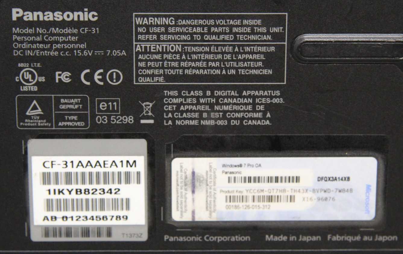 Panasonic CF-31 Toughbook 13″ Intel Core i5 CPU M 520 2.40GHz 2GB Ram No HDD