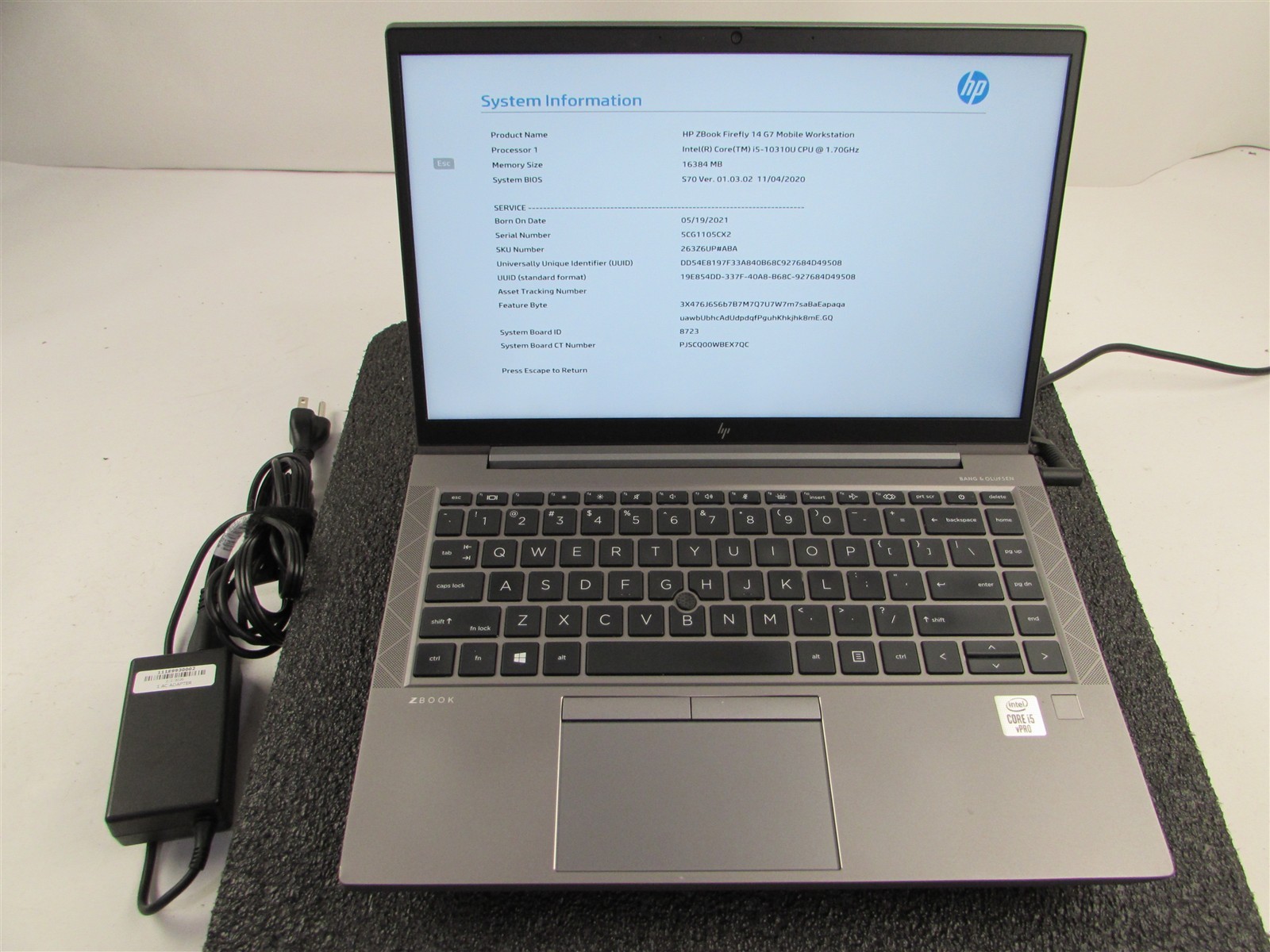HP ZBOOK FIREFLY 14 (G7) 1920X1080 FHD I5-10310U 512GB SSD 16GB RAM NO O.S