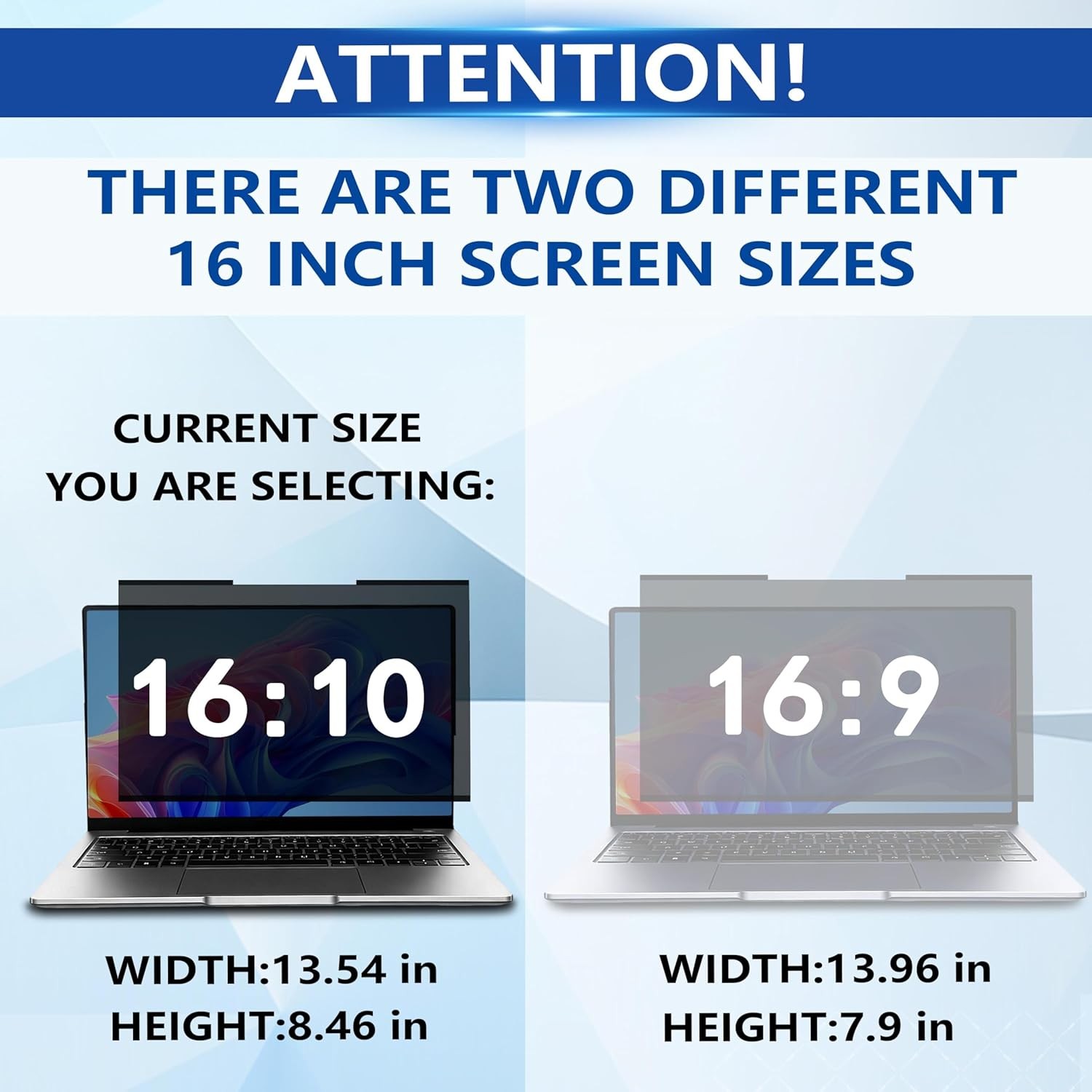 16 Inch 16:10 Magnetic Privacy Screen for Laptops, Removable Anti-Glare Shield