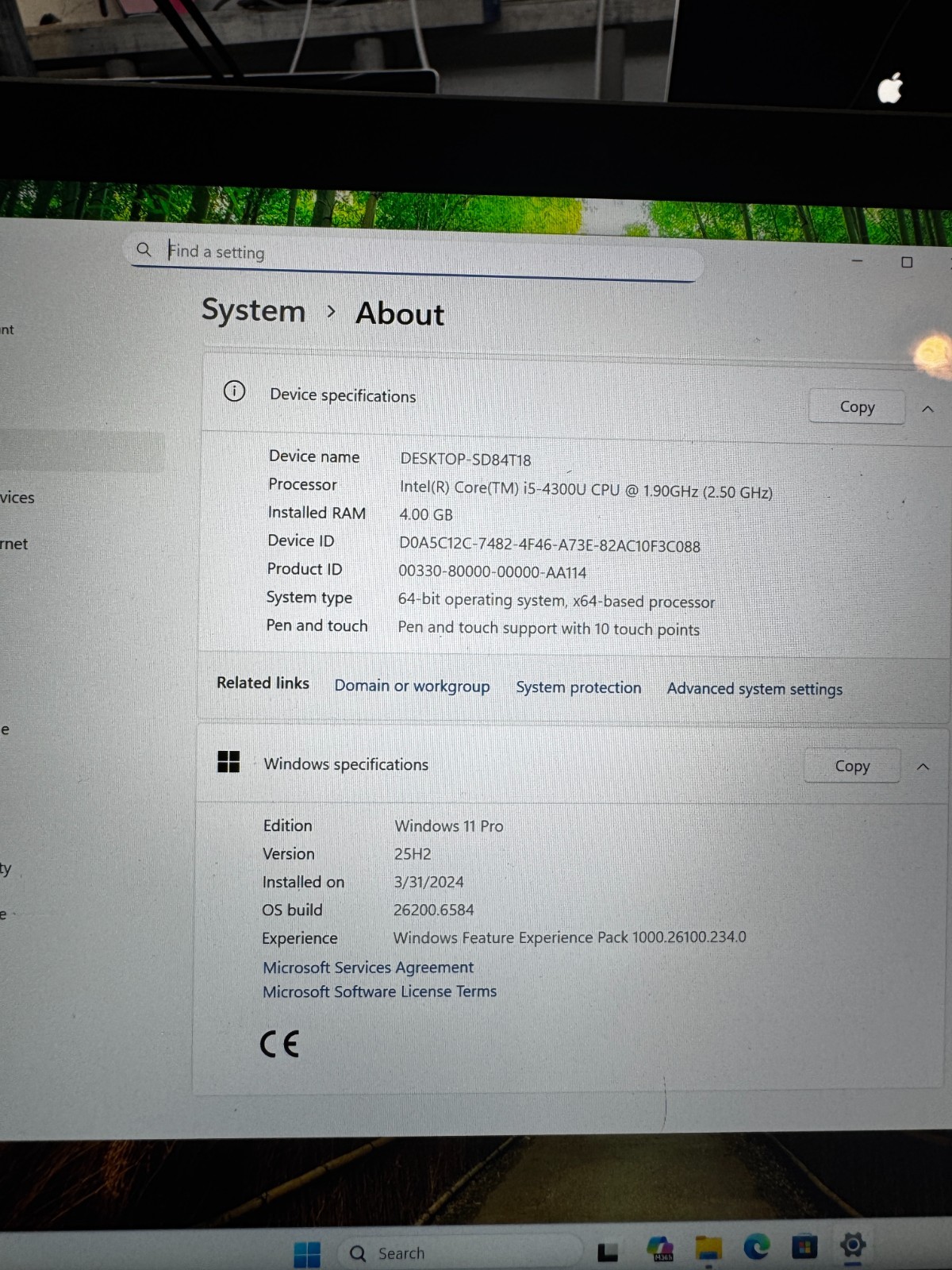 Microsoft Surface Pro 3 Core I5-4300U 4GB RAM 128GB SSD Laptop #6500