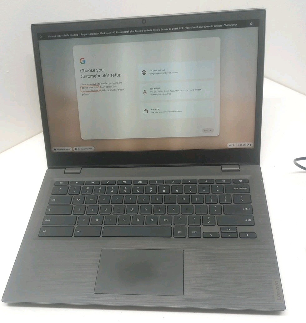 Lenovo 14e Chromebook 14” Laptop Chrome OS, Webcam,Touch Screen,And Charger ,4GB
