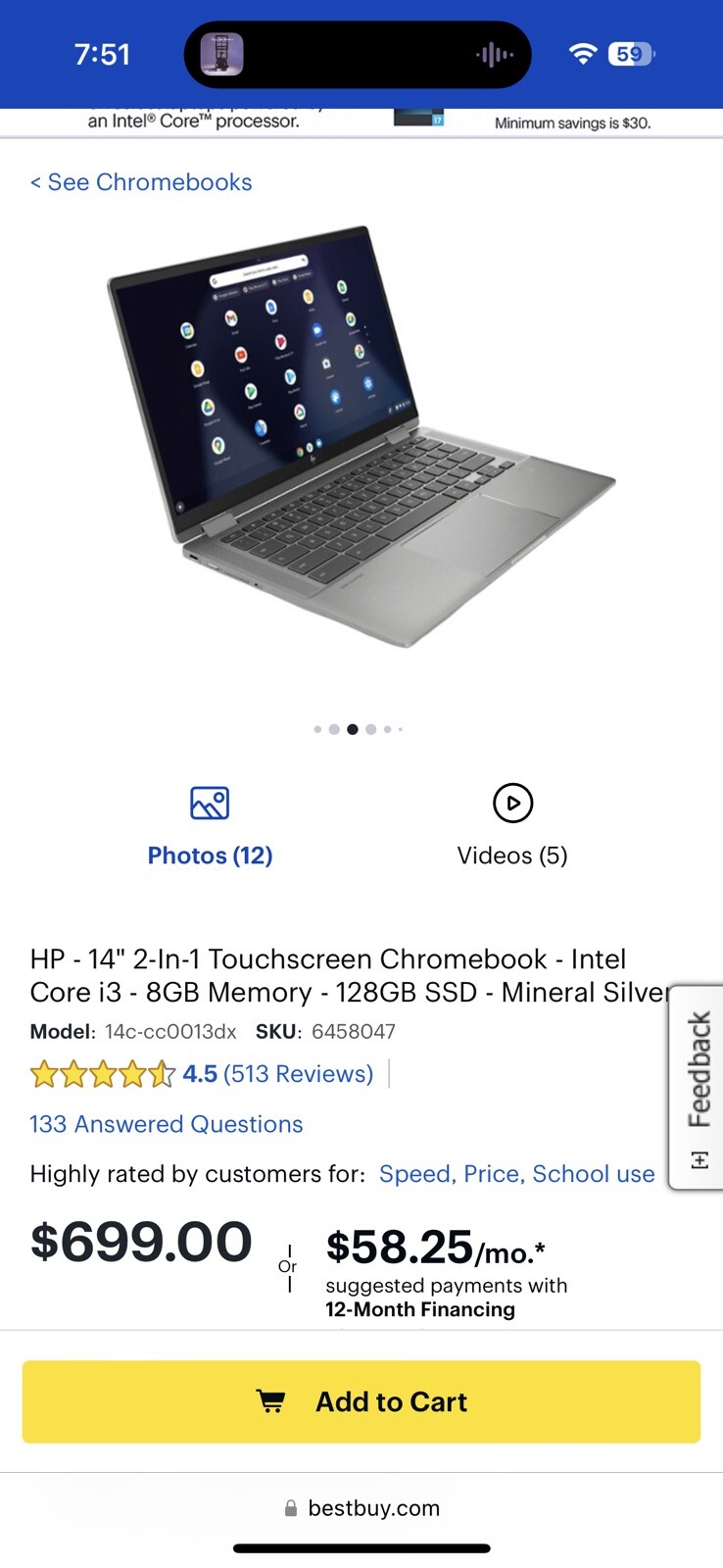 HP X360 14 inch (64GB, Intel Core i3 10th Gen., 2.10Ghz, 8GB) Notebook/Laptop –