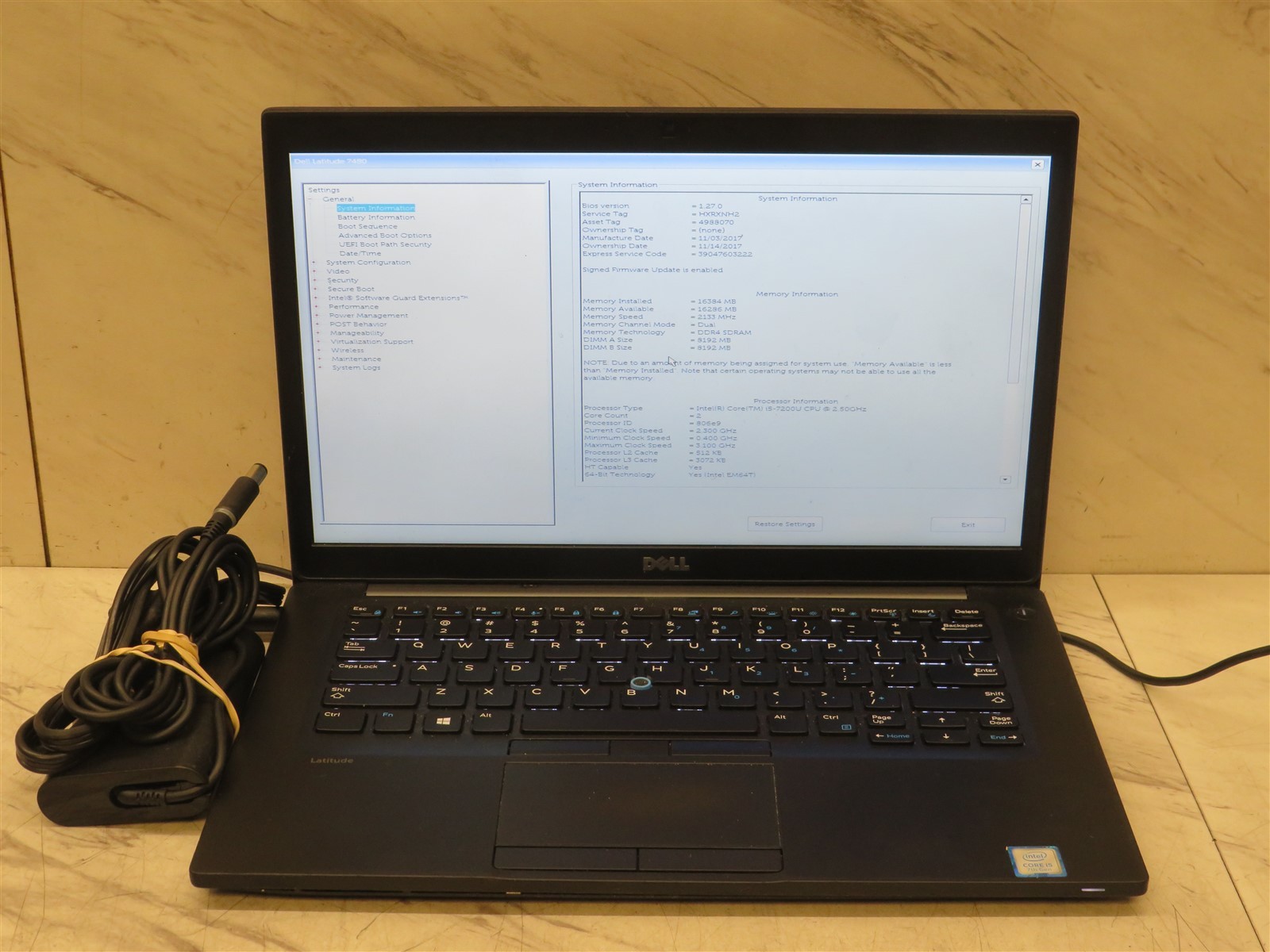 Dell Latitude 7480 Intel i5-7200U@2.5GHz 16GB Memory AC Laptop