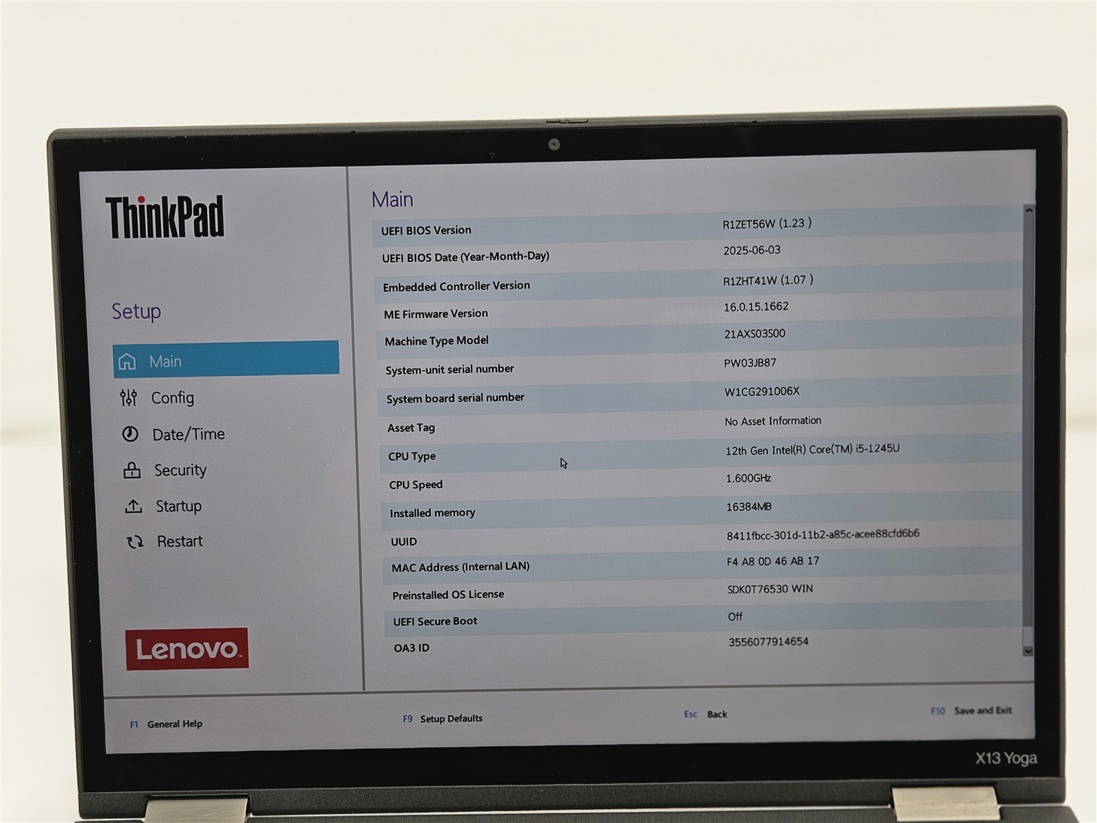 Lenovo 13.3″ ThinkPad X13 Yoga Gen 3 i5-1245U 16GB RAM 256GB SSD Grade A