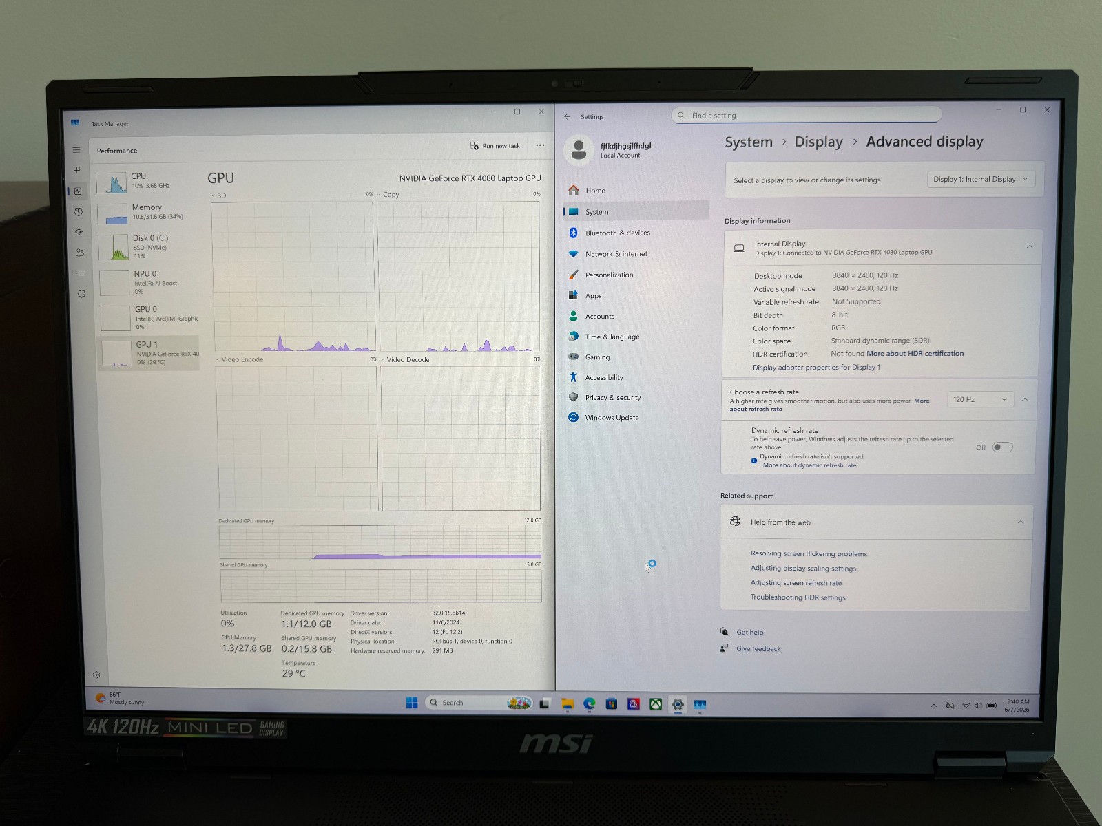 MSI Stealth AI 18 18″ Core Ultra 9 2.5GHz 32GB RAM 1TB SSD GeForce RTX 4080 E