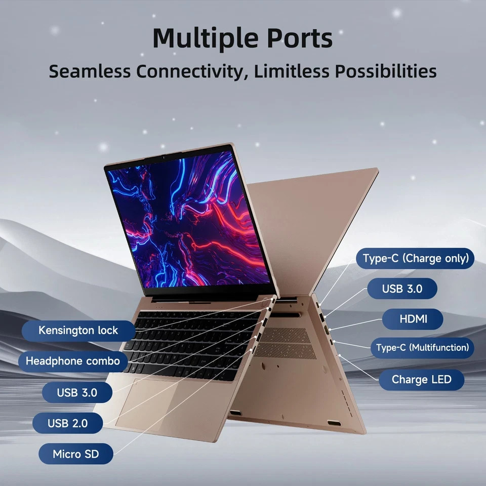 Nimo 15.6″ Intel Rose Gold 8GB 256GB Win11/10/Android/or Linux Office 2024*