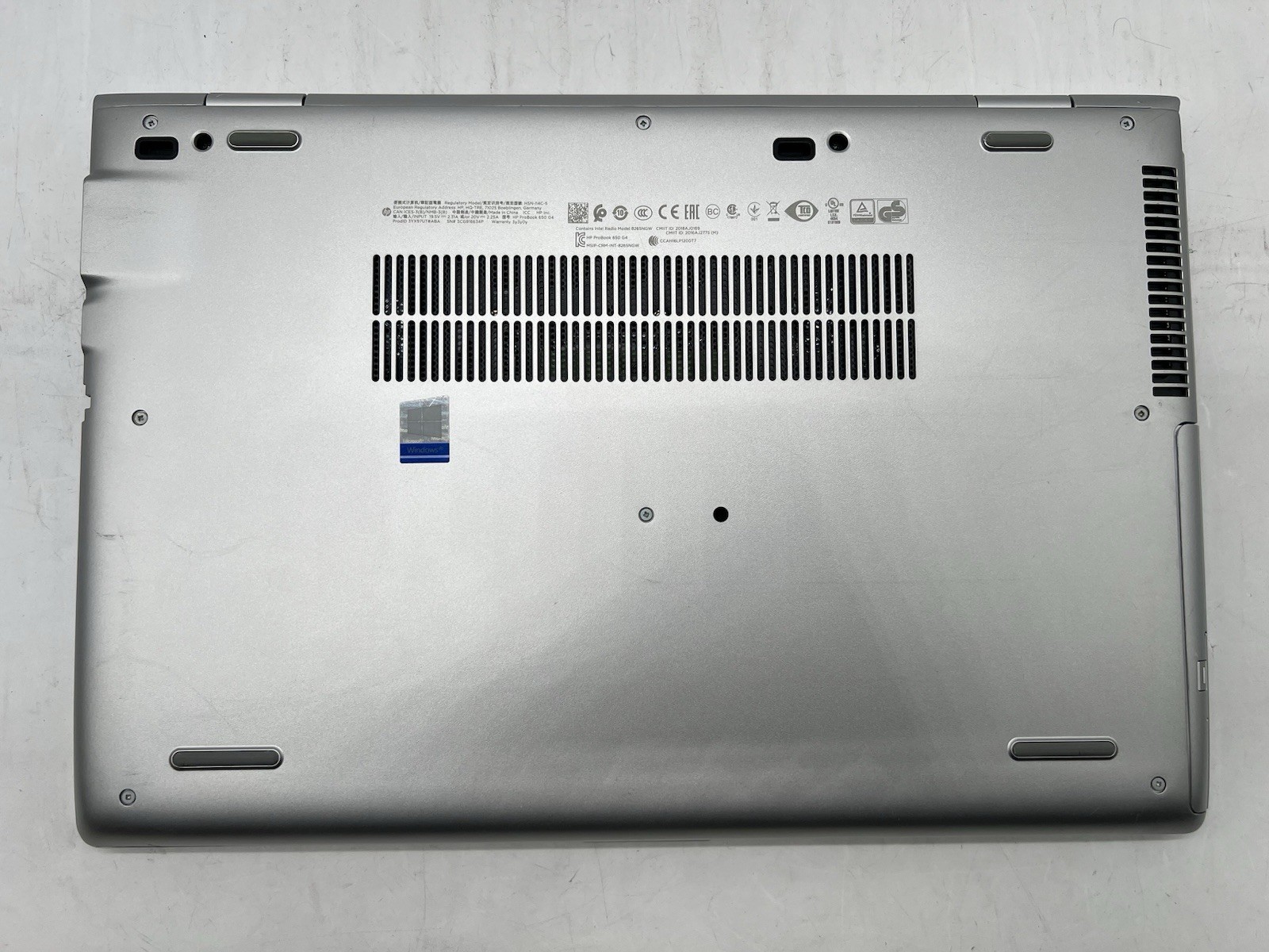 HP ProBook 650 G4, i7-8650U CPU, @ 1.90GHz, 8GB RAM, 256GB NVMe-No OS/AC