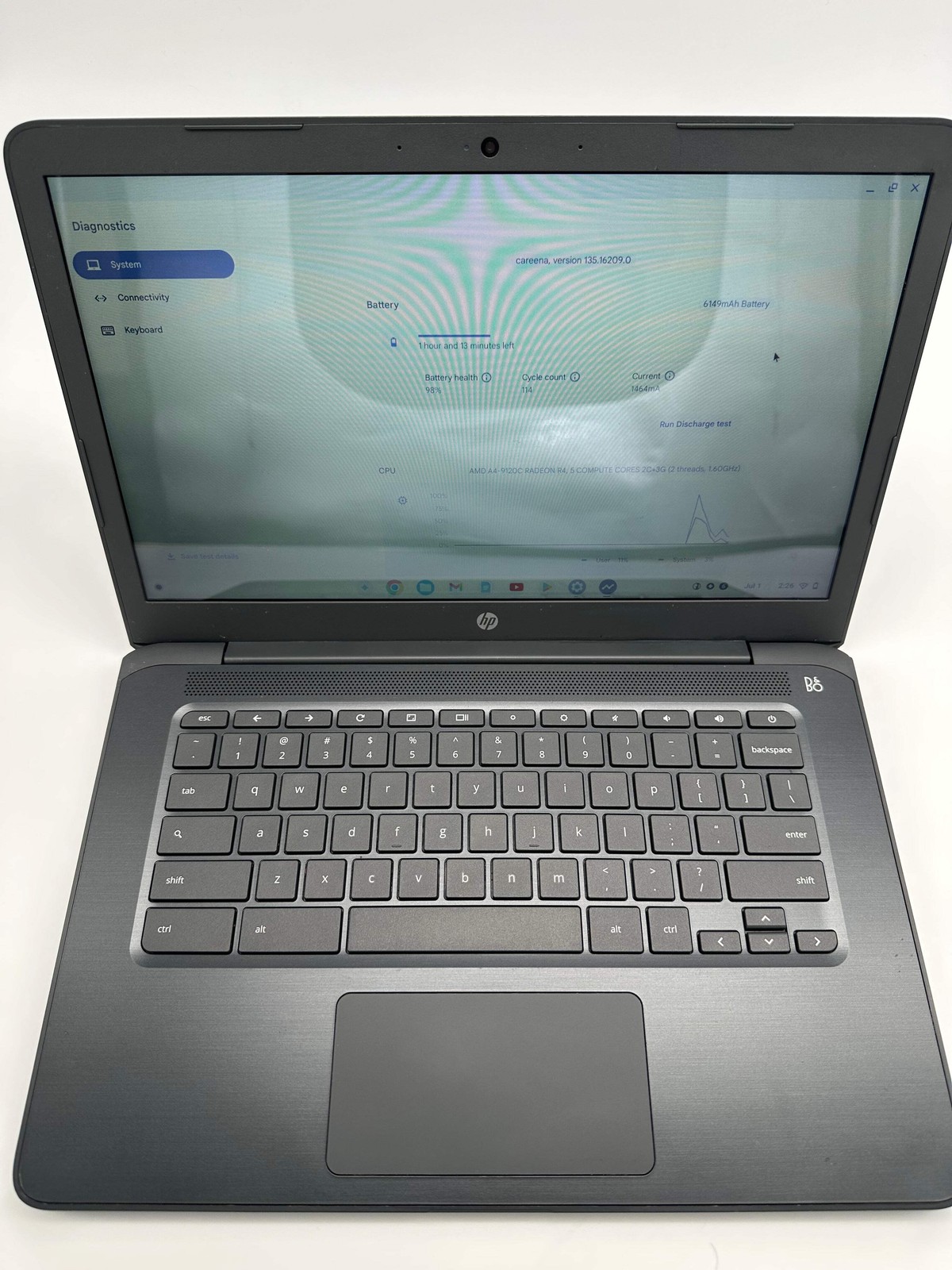 HP Chromebook 14-inch Laptop AMD A4 1.6 GHz 8GB RAM 32GB Black Used – B