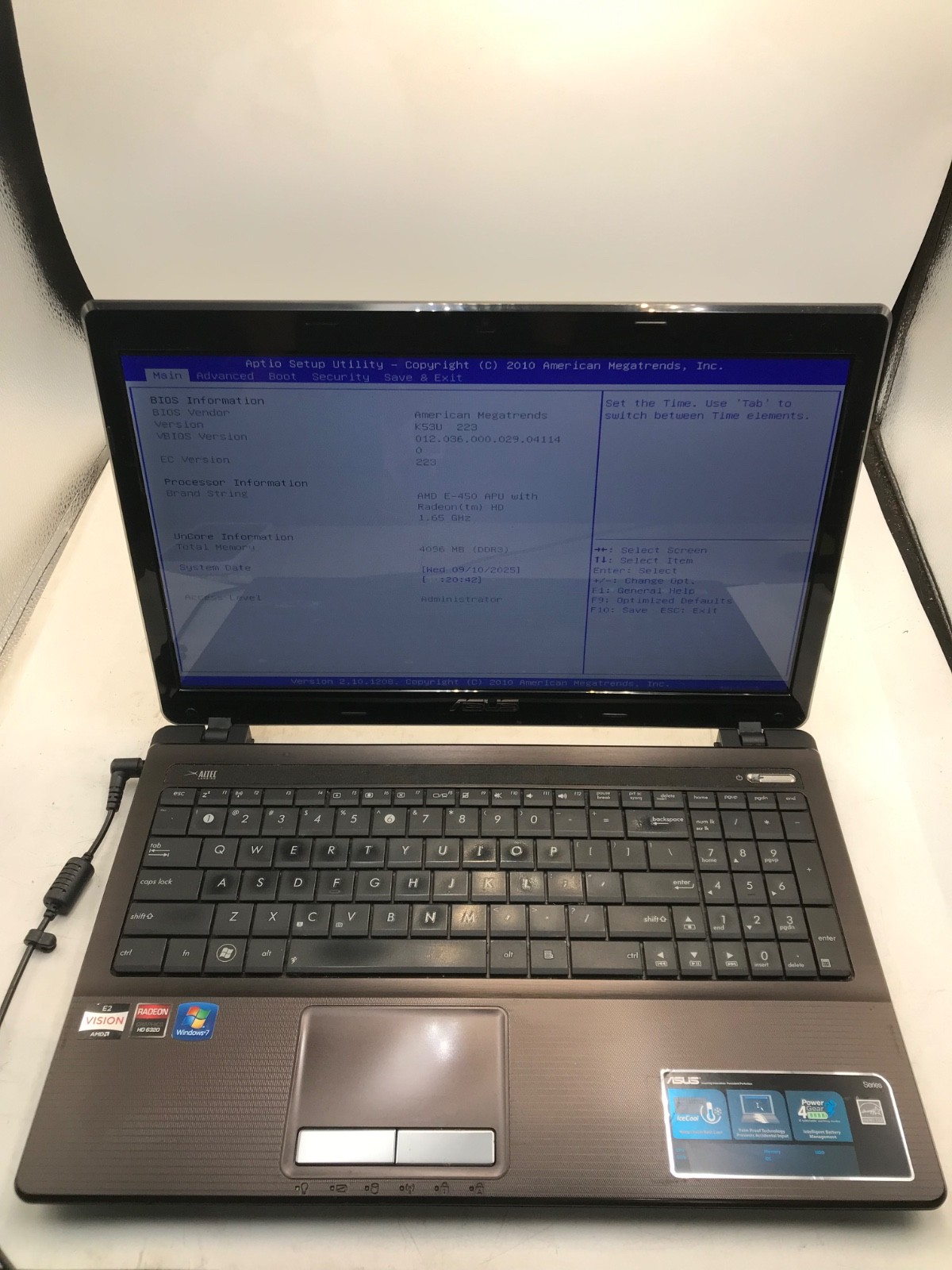 ASUS A53U AMD E450 Radeon HD 15″ Laptop -BOOTS BIOS/NO HDD- MZ