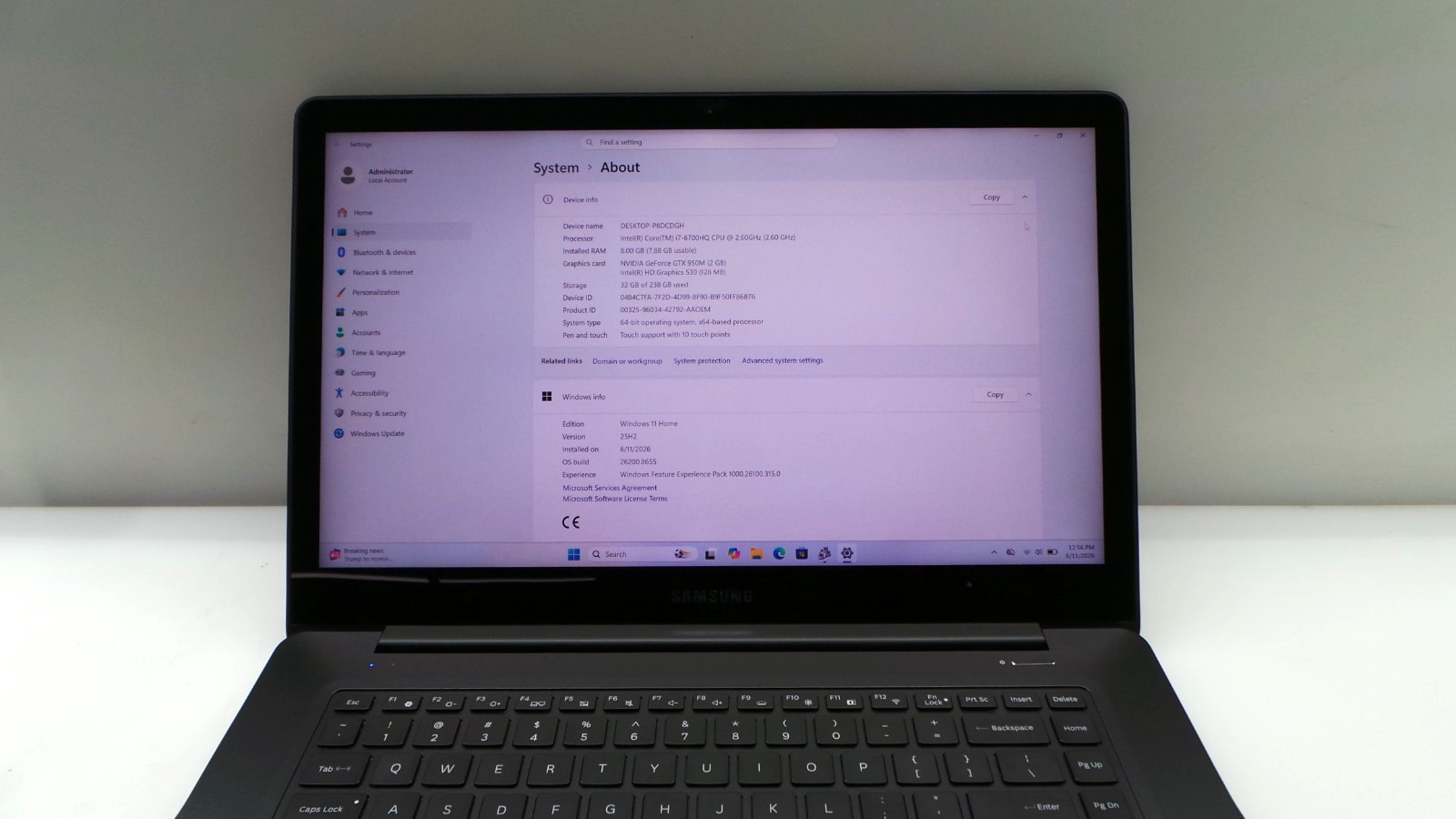 Samsung Notebook NP940Z5L | 15.6″ | i7-6700HQ | 8GB 256GB SSD | Touchscreen