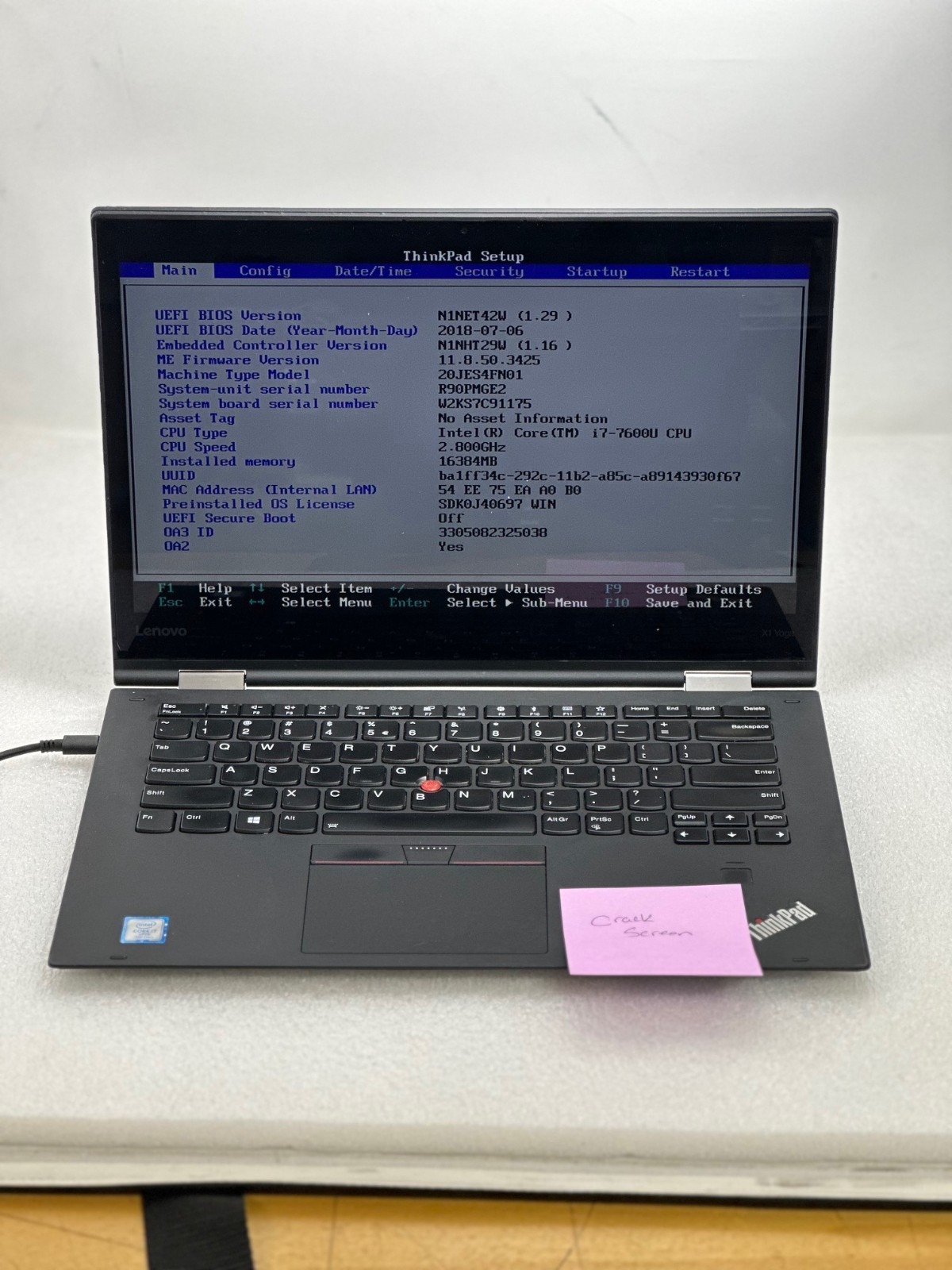 Lenovo ThinkPad 20JES4FN01 X1 Yoga 2nd Gen Intel i7 7600U 512GB 16GB Webcam Qty8