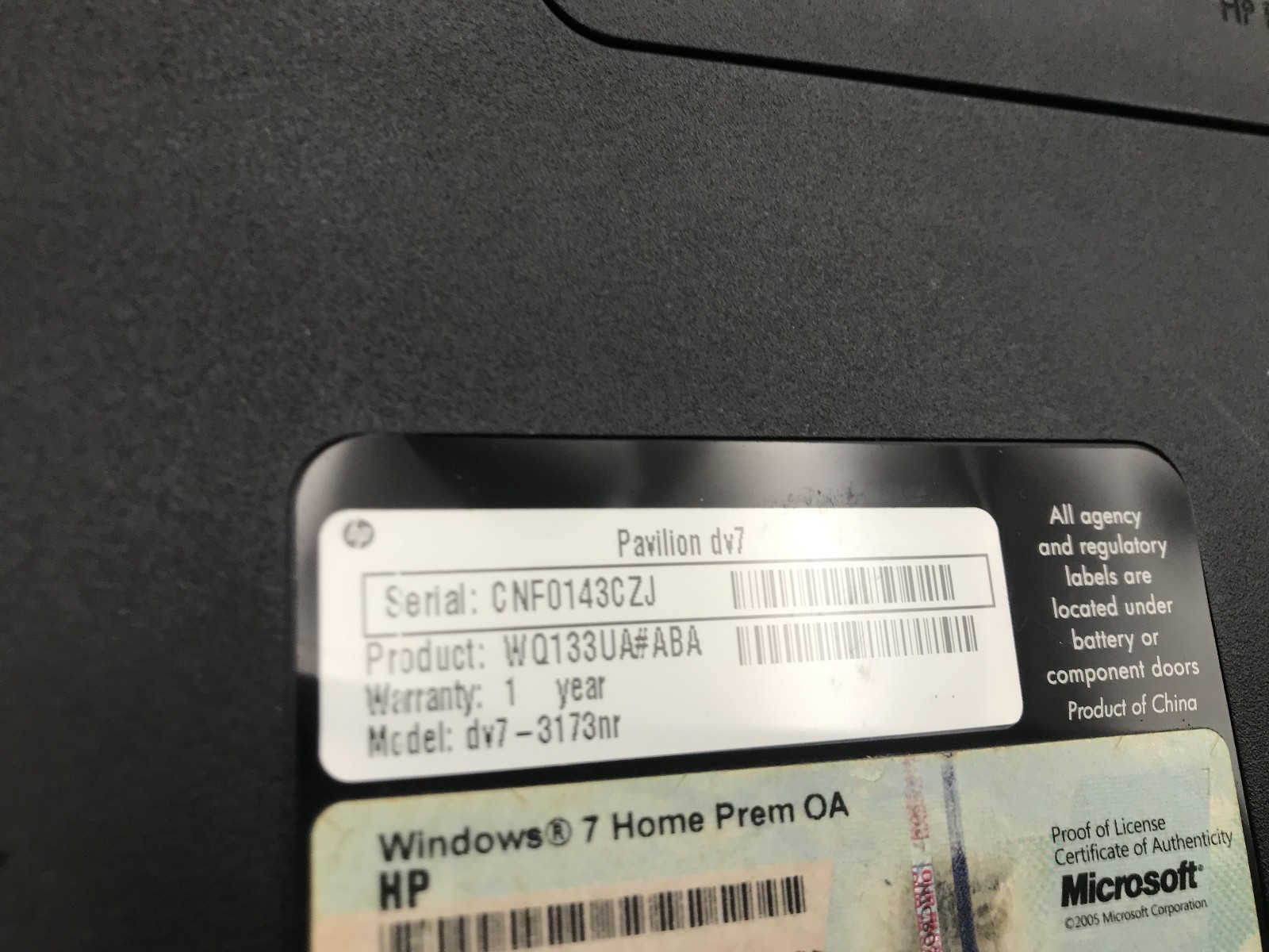 HP PAVILION DV7 3173NR – BOOTS TO BIOS – AMD TURION II – 6GB RAM – READ DESC -BB