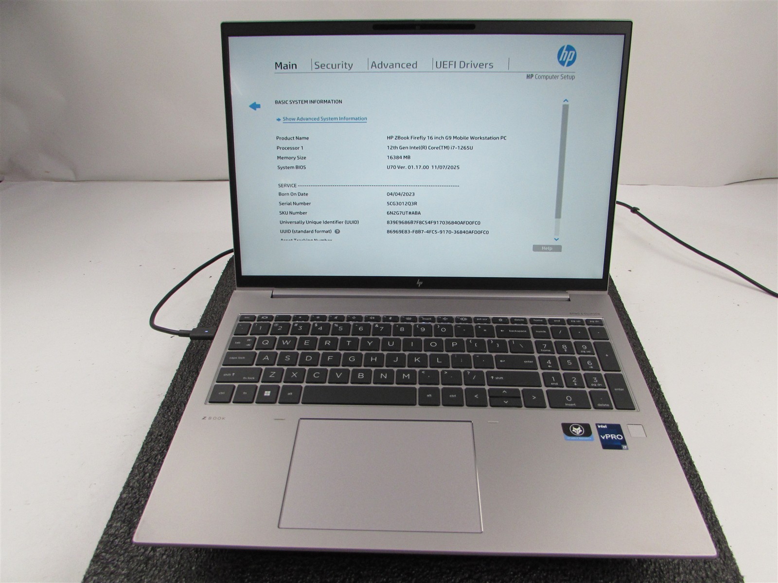 HP ZBOOK FIREFLY 16 (G9) 1920X1080 FHD I7-1265U 512GB SSD 16GB RAM NO O.S