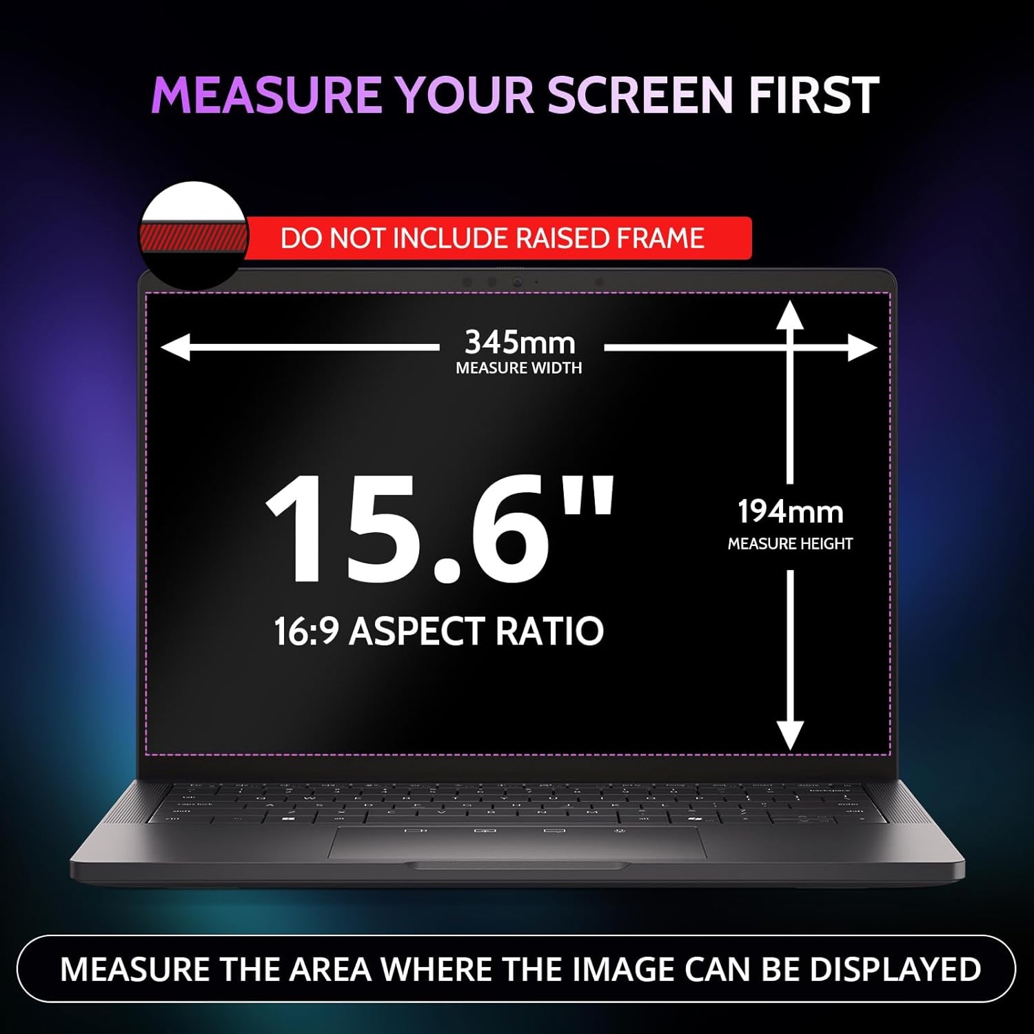 360° 4 Way Laptop Privacy Screen for 15.6 Inch Computer Monitor, Anti Glare Filt