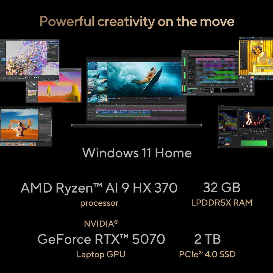 ASUS ProArt P16 Creator 3K OLED Laptop AMD Ryzen AI 9 HX 370 RTX 5070 32GB 2TB