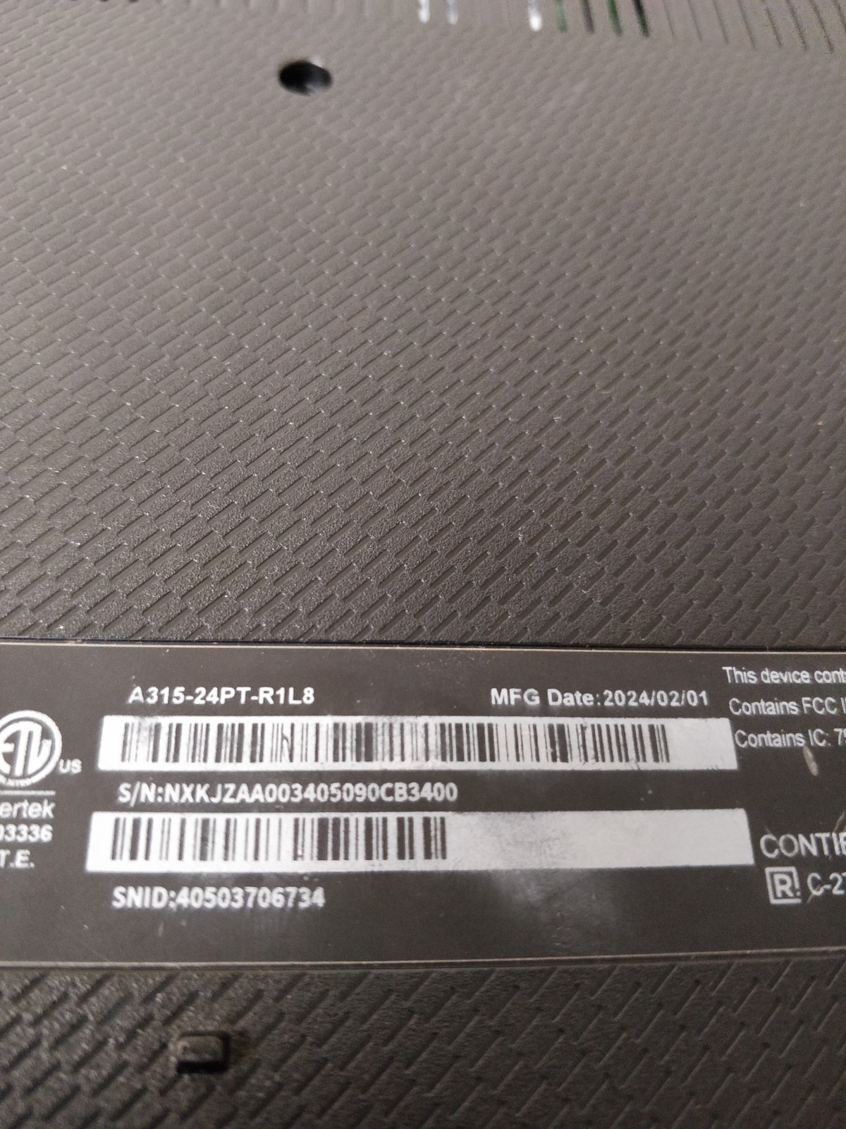 Acer Aspire 3 A315-24PT AMD Ryzen 5-7520U@2.80GHz 8GB RAM NO DRIVE PARTS 9015