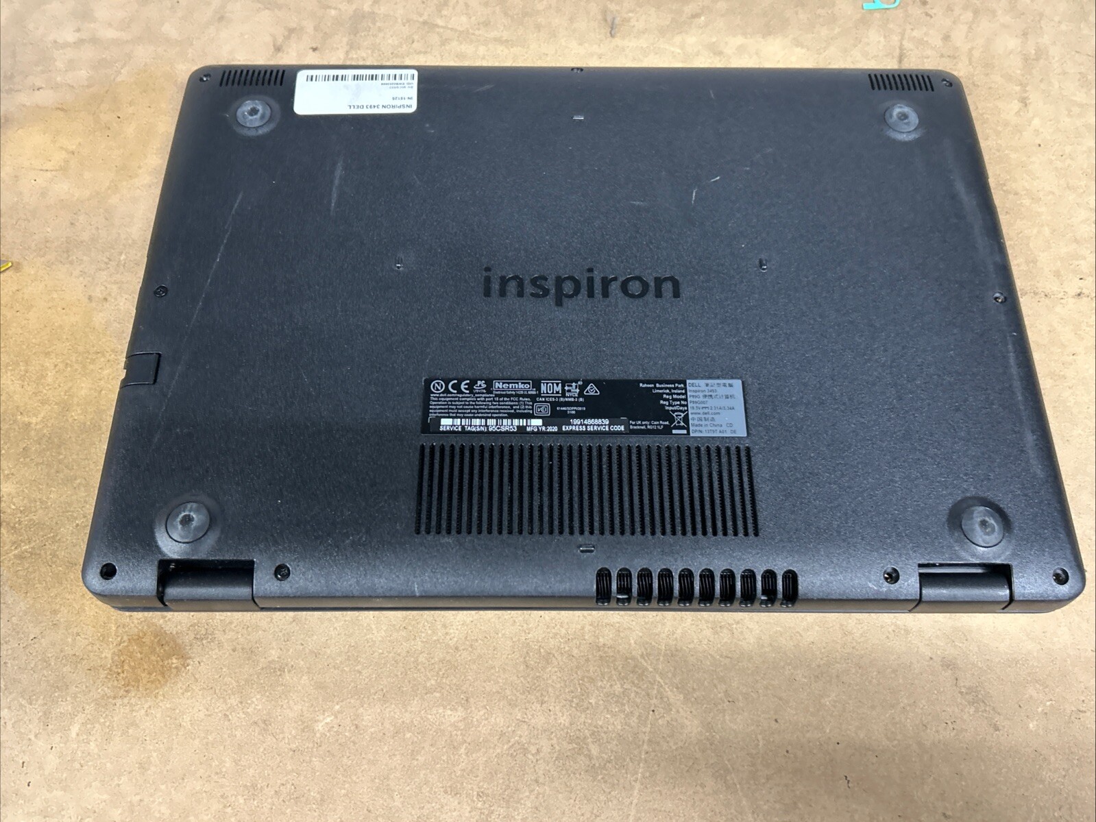Dell Inspiron 3493 14″ HD i3-1005G1 16GB RAM No Battery/OS/SSD