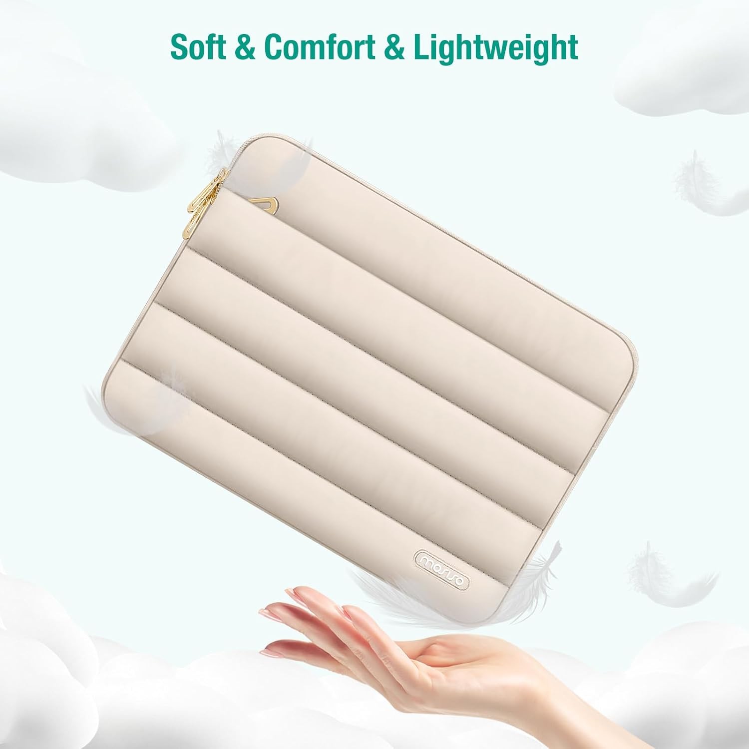Puffy Laptop Sleeve for 15-15.6 inch Laptops, 16 inch Case for MacBook Pro, Sand