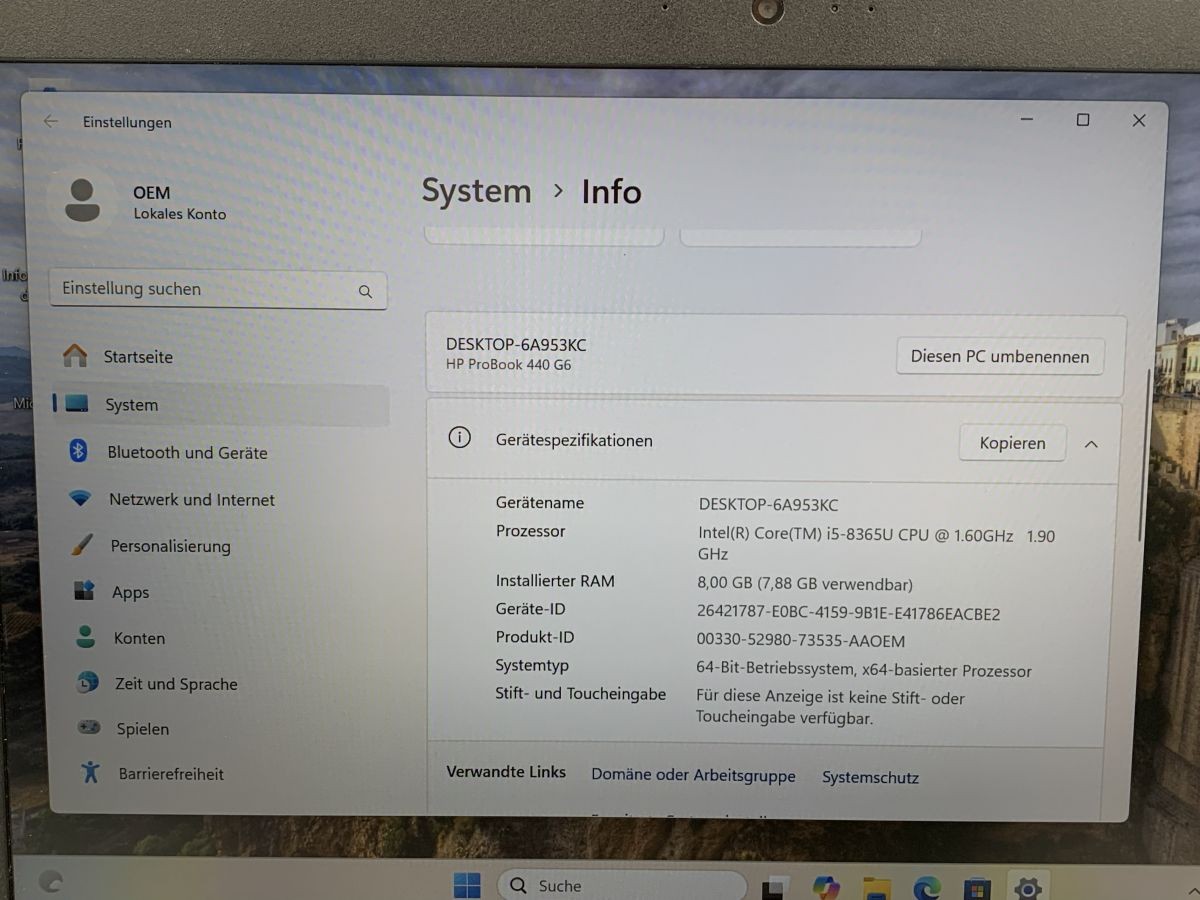 HP ProBook 440 G6 Intel i5-8265U 8GB 256GB SSD Win11 14″