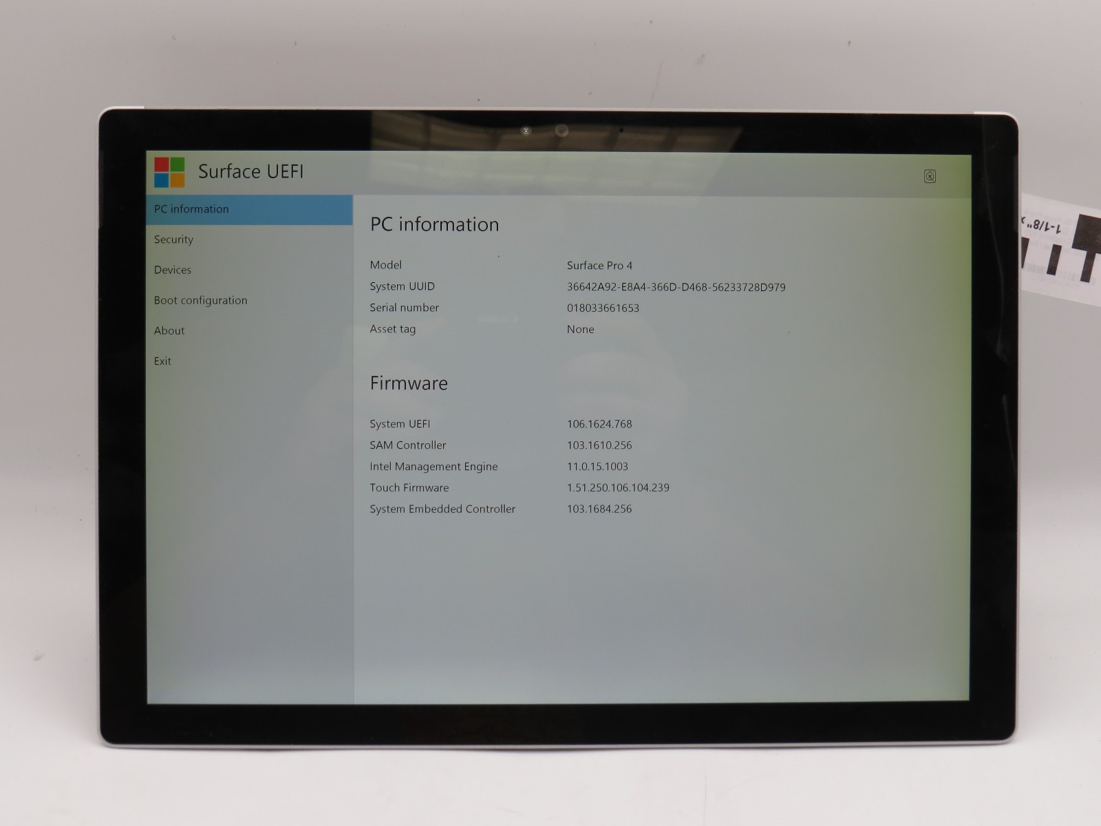 Microsoft Surface Pro 4 i5-6300U@2.4GHz 8GB RAM 12″ 256GB HD No OS/AC