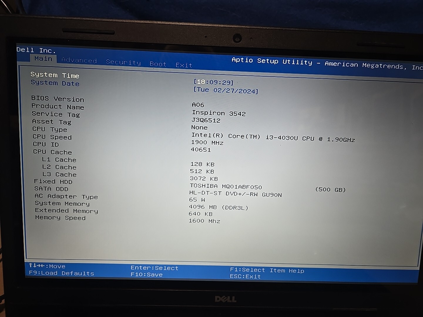 DELL INSPIRON 3542 LAPTOP NOTEBOOK 4th i3 1.9GHZ/4GB/500GB/DVD WIFI TS w ISSUES?