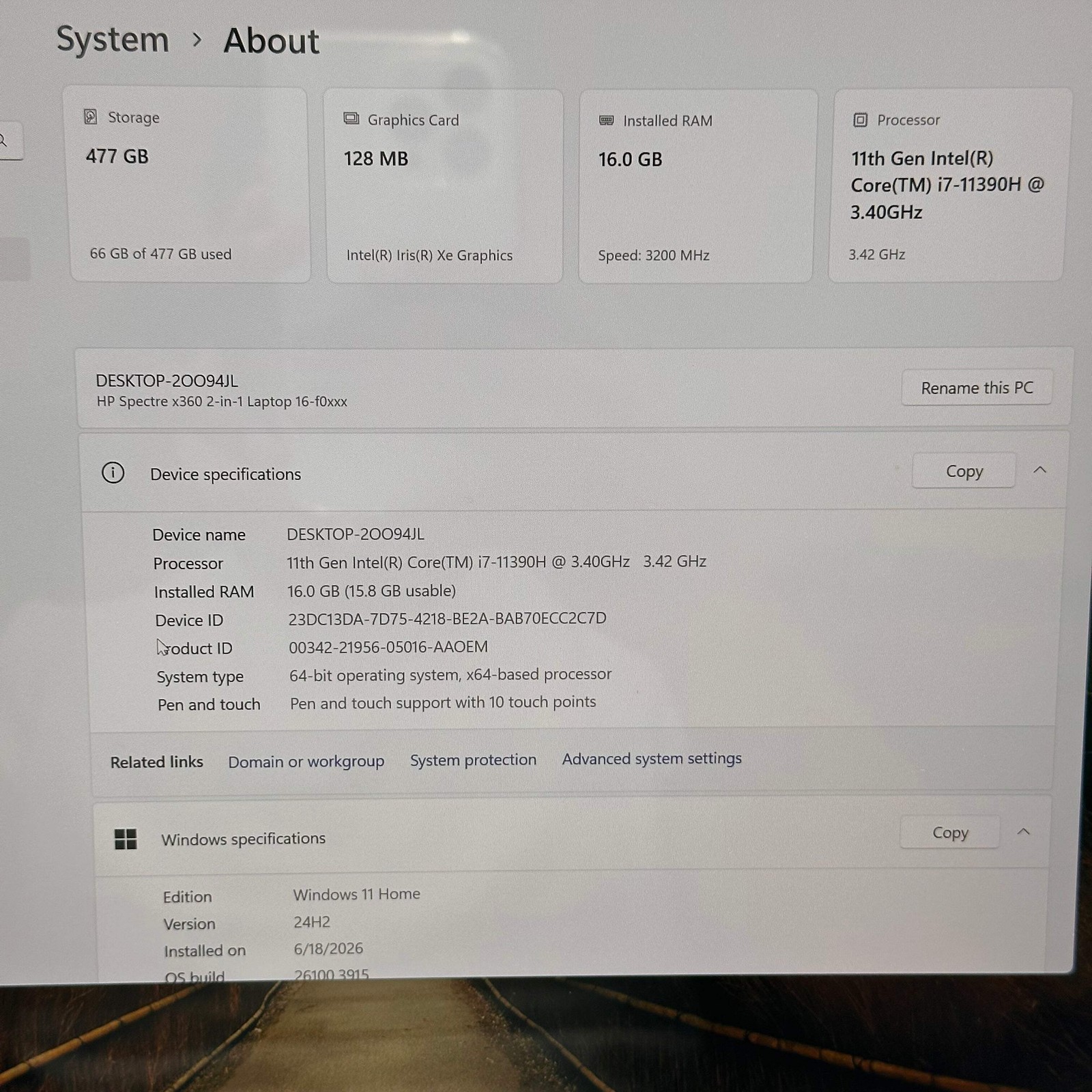 HP Spectre x360 16-f0013dx 16-inch Core i7 11th Gen 16GB RAM 512GB Blue – READ