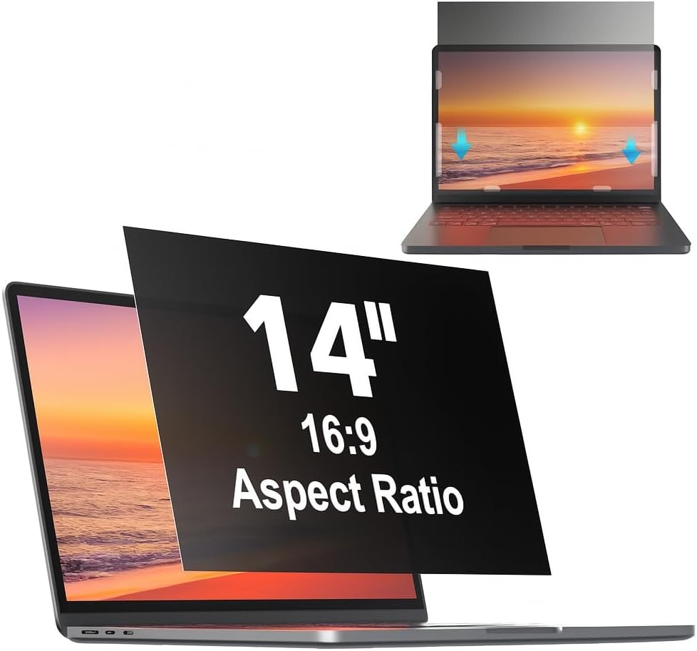 14 Inch Removable Laptop Privacy Screen Protector 16:10 Anti Glare Blue Light