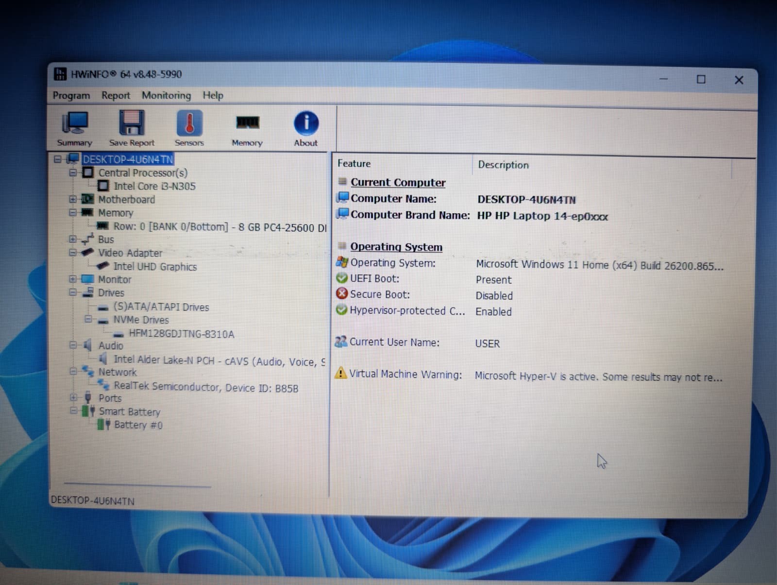 HP Laptop 14-EP | Intel i3 N305 8GB RAM 128GB NVMe SSD | Windows 11