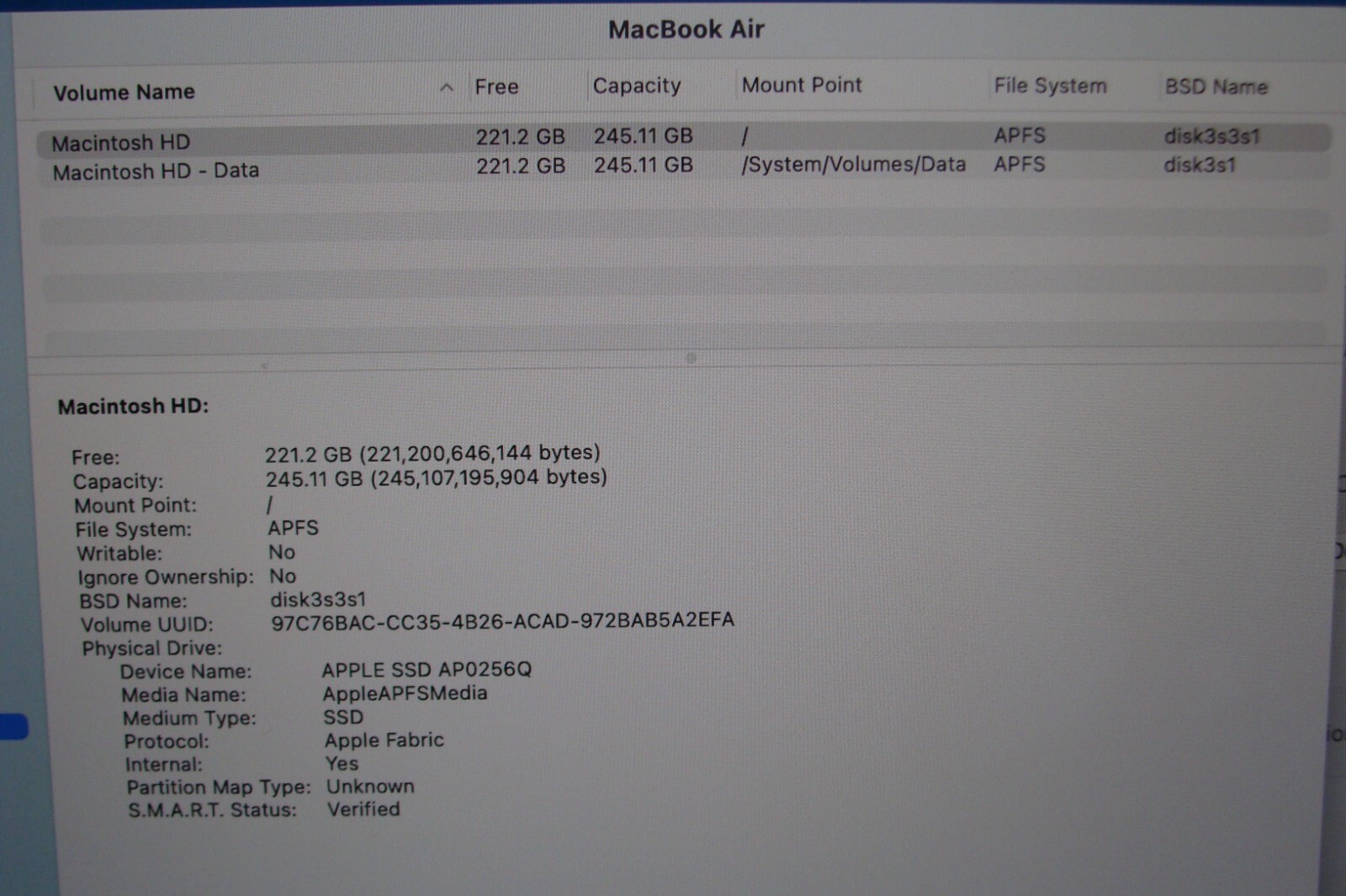 Apple MacBook Air A2337 13.3″ M1 (2020) 8CPU/7GPU 8GB 256GB OS Sonoma +Charger