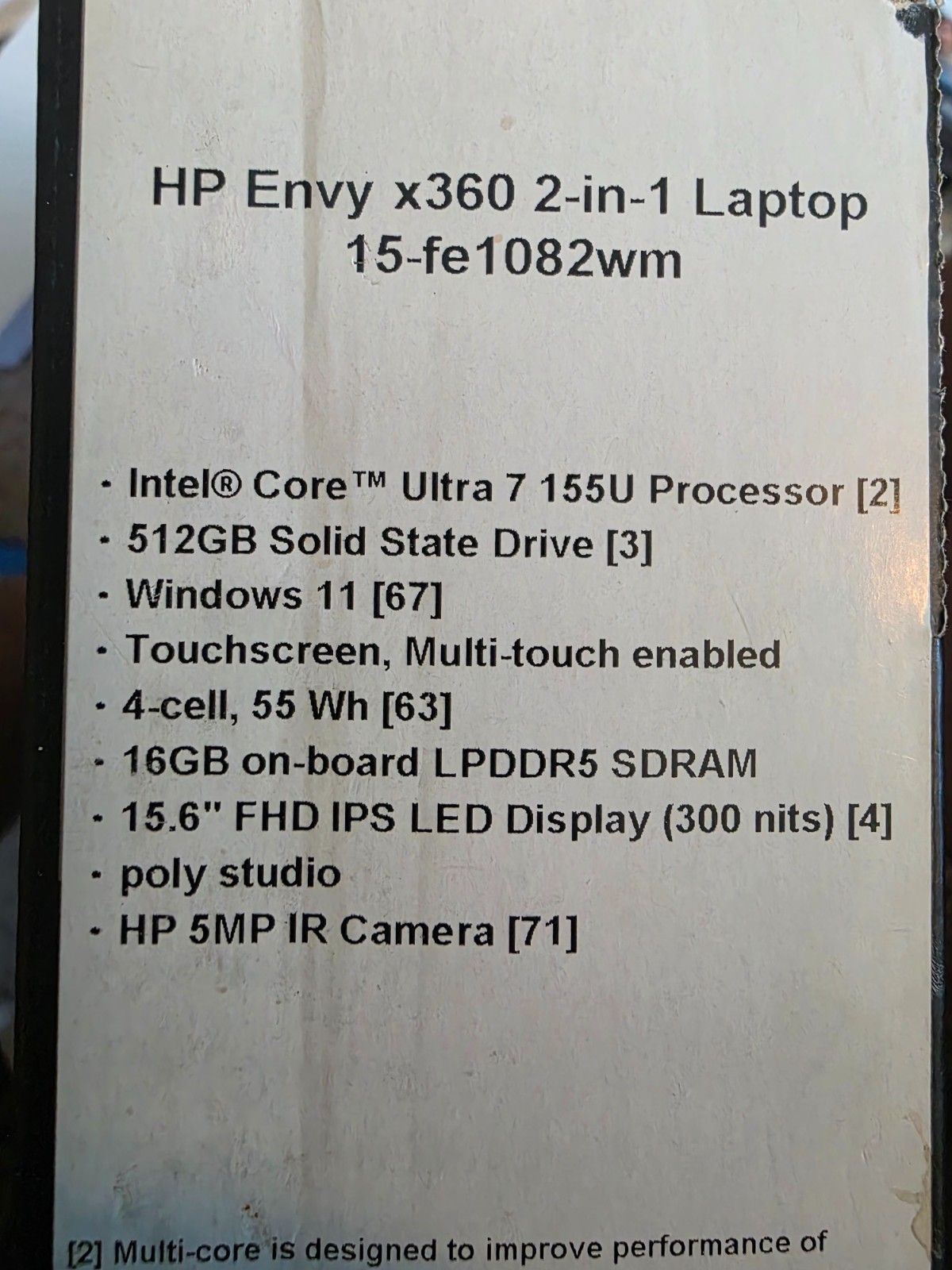 HP Envy X360 15-fe1082wm, 15.6′ FHD Touch Laptop Ultra 7, 16GB RAM 512GB SSD